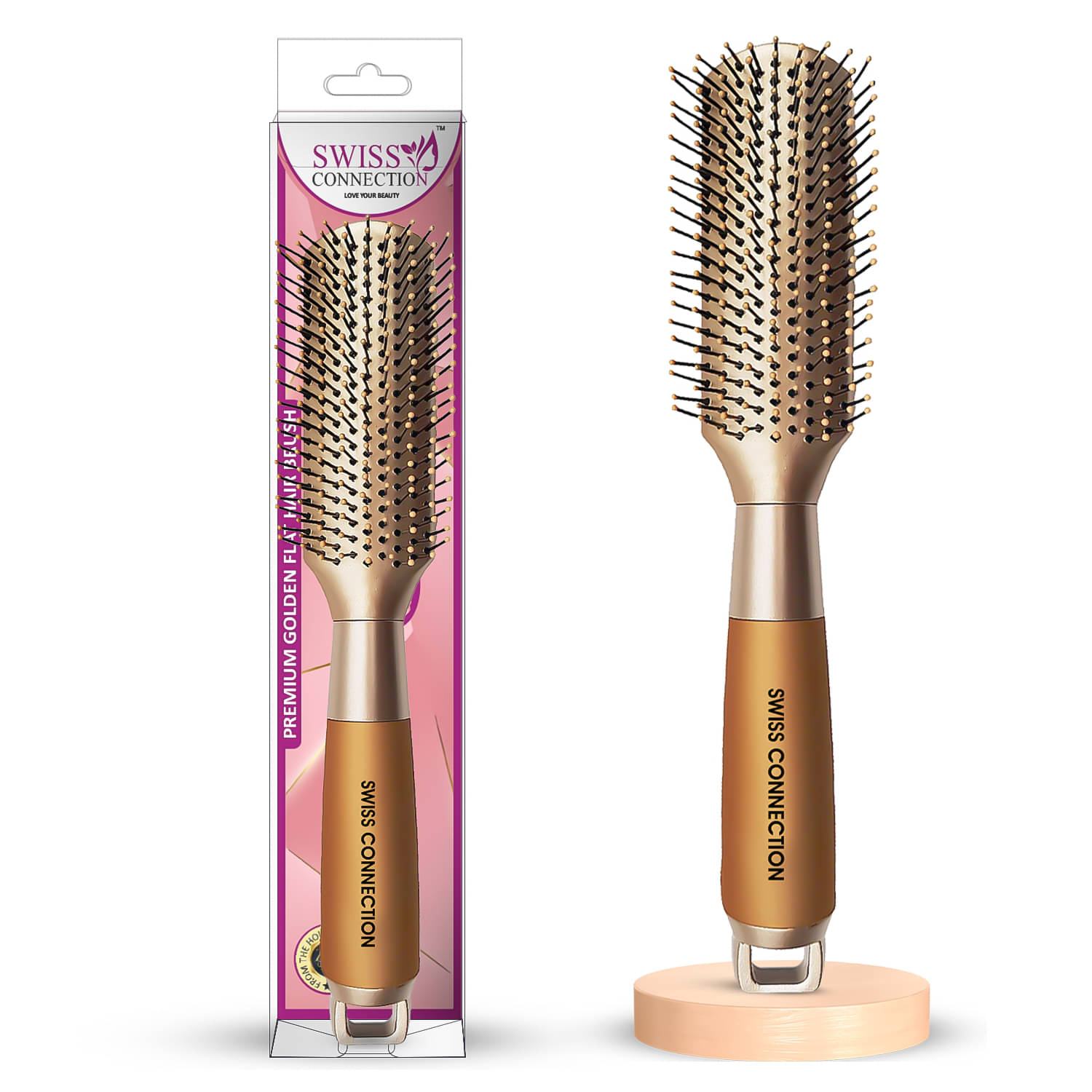     			Swiss Connection Flat Brush For All Hair Types ( Pack of 1 )