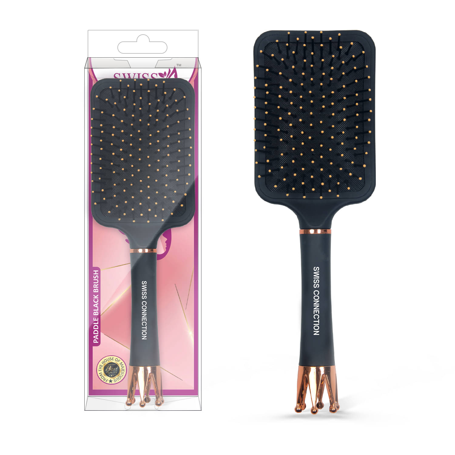     			Swiss Connection Paddle Brush For All Hair Types ( Pack of 1 )