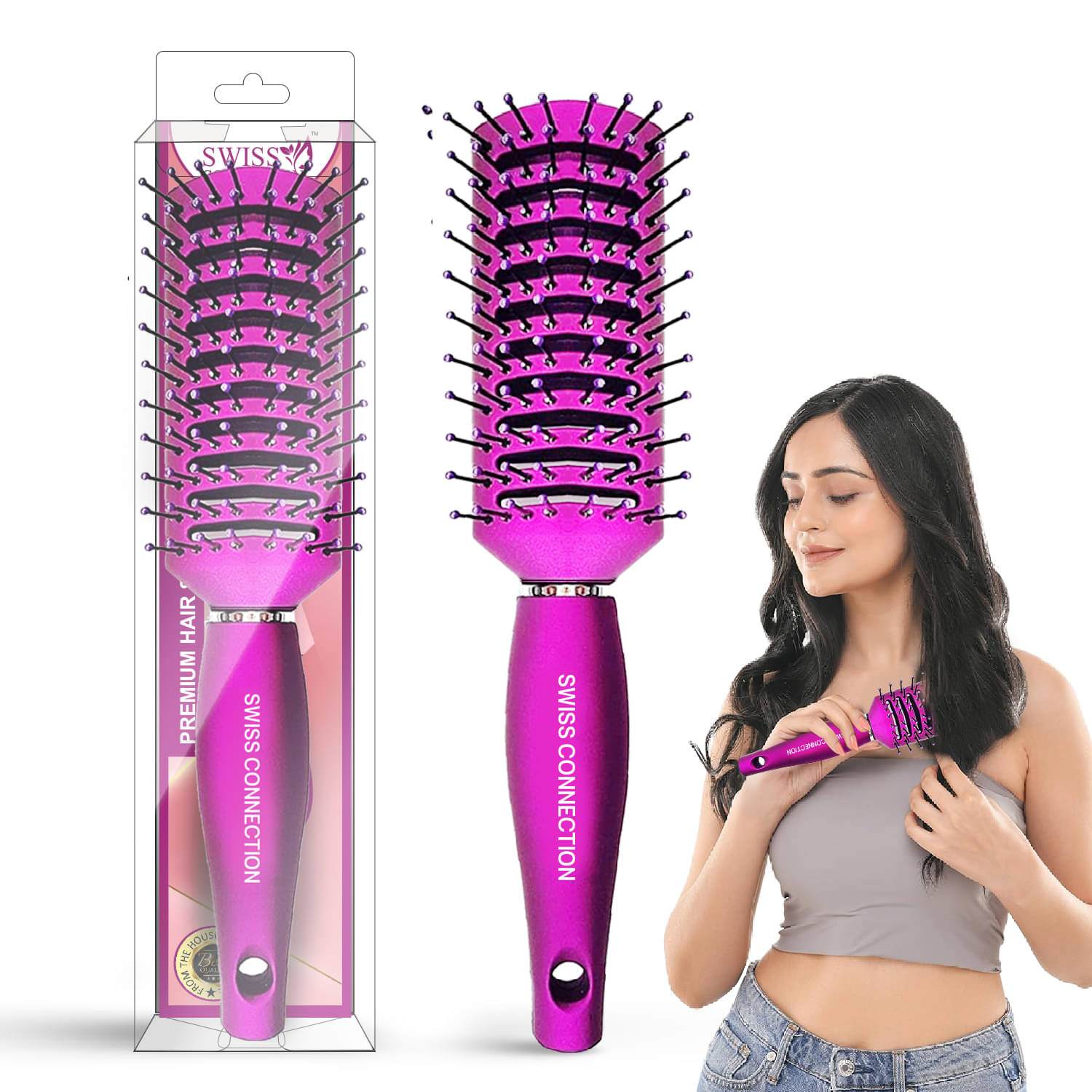 Swiss Connection Vented Brush For All Hair Types ( Pack of 1 ) Swiss Connection Vented Brush For All Hair Types ( Pack of 1 )