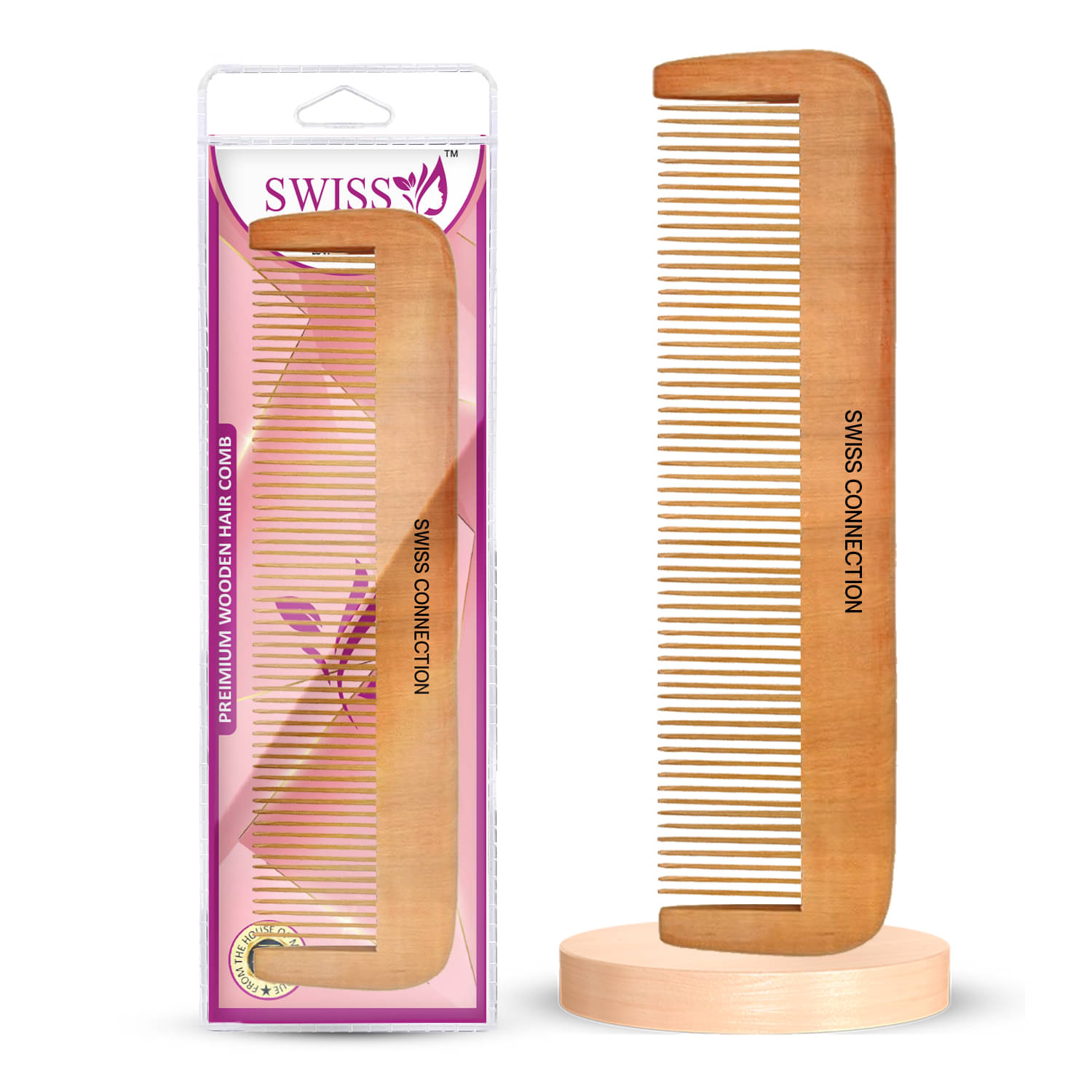     			Swiss Connection Wooden Paddle Brush For All Hair Types ( Pack of 1 )