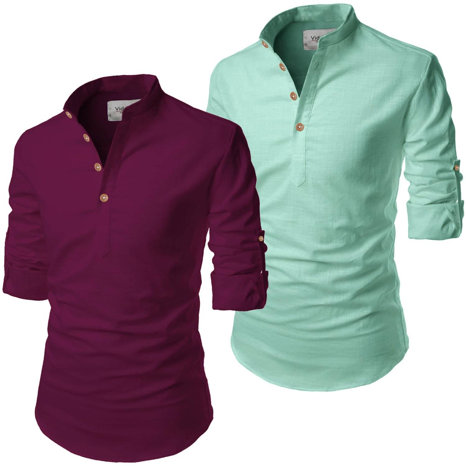 UNI VIBE Light Blue Cotton Blend Men's Shirt Style Kurta ( Pack of 2 ) UNI VIBE Light Blue Cotton Blend Men's Shirt Style Kurta ( Pack of 2 )