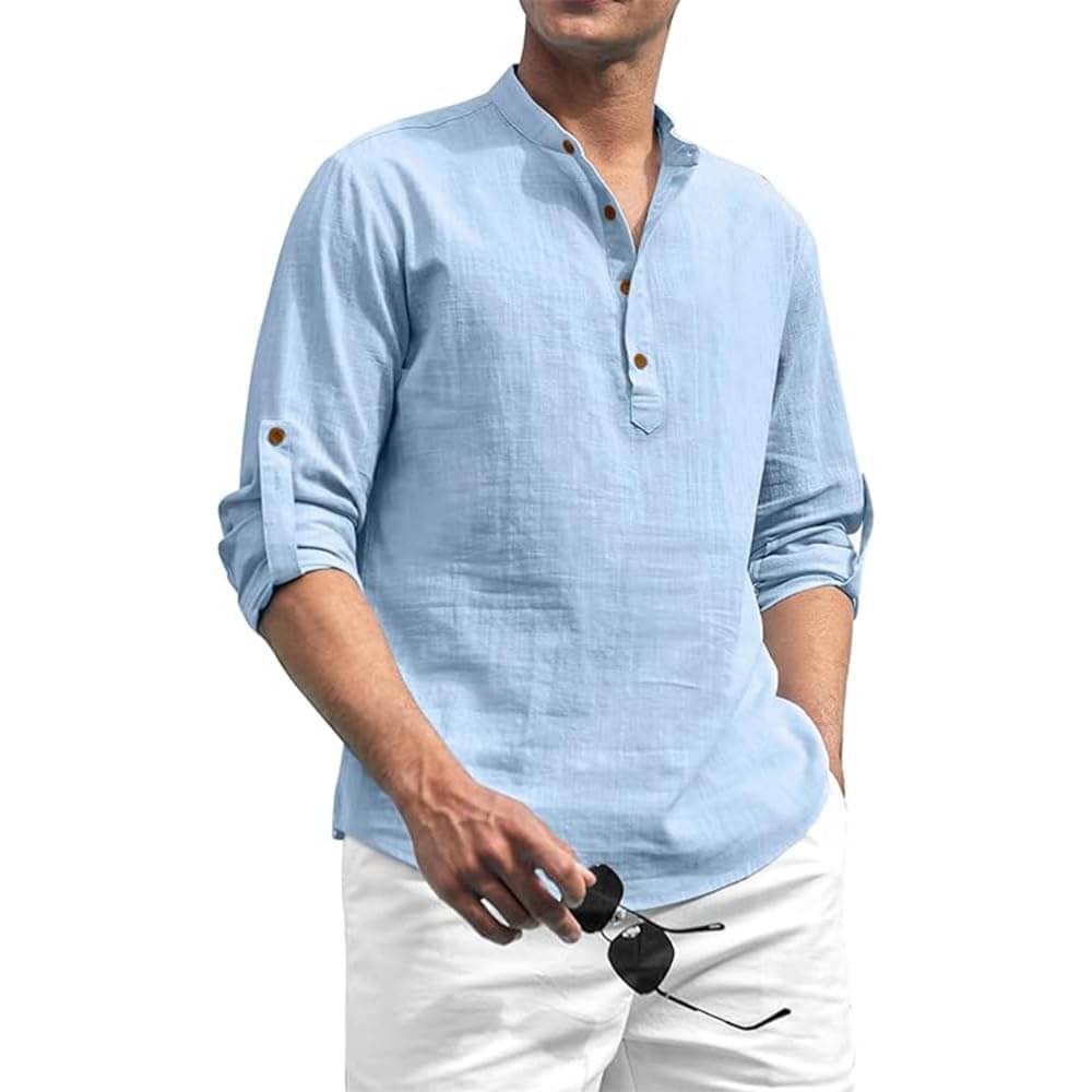 UNI VIBE Light Blue Cotton Men's Shirt Style Kurta ( Pack of 1 ) UNI VIBE Light Blue Cotton Men's Shirt Style Kurta ( Pack of 1 )