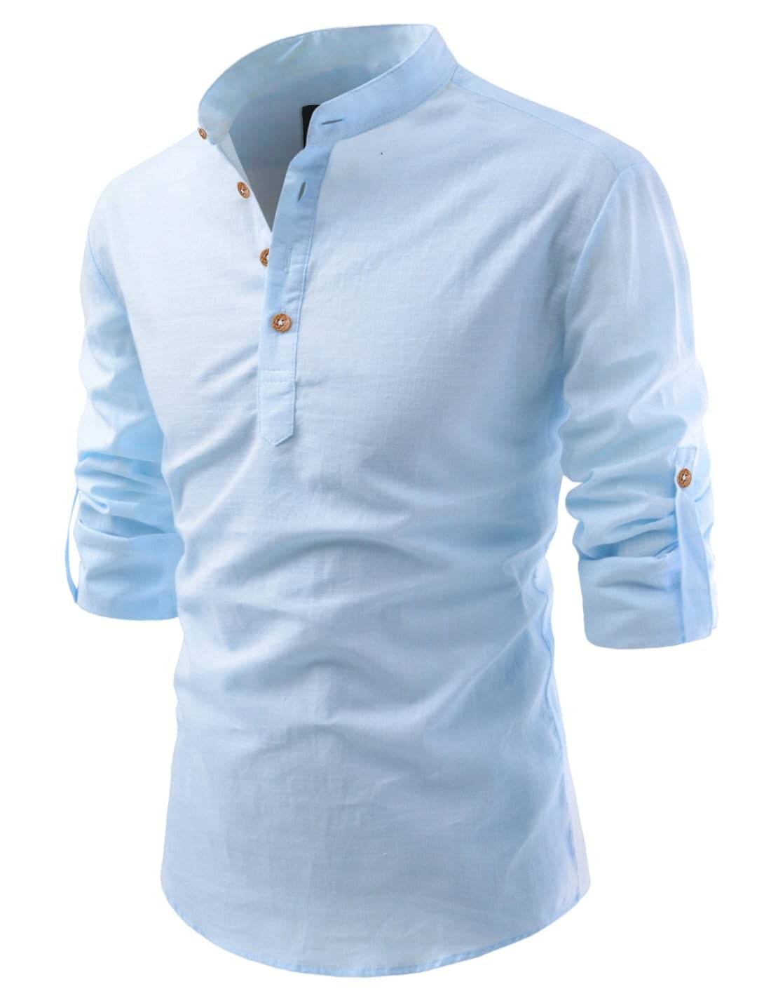 UNI VIBE Sky Blue Cotton Blend Men's Shirt Style Kurta ( Pack of 1 )     			UNI VIBE Sky Blue Cotton Blend Men's Shirt Style Kurta ( Pack of 1 )