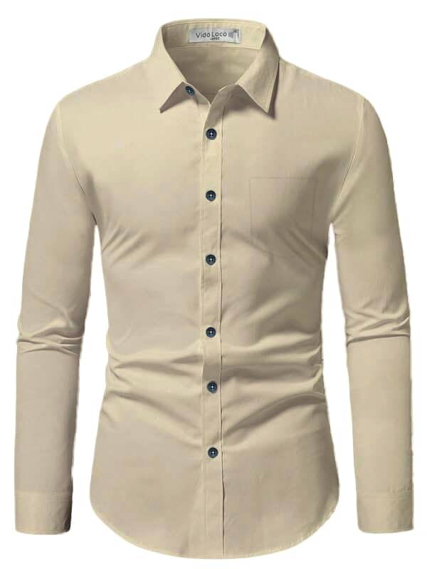Vida Loca Cotton Blend Slim Fit Solids Full Sleeves Men's Casual Shirt - Beige ( Pack of 1 ) Vida Loca Cotton Blend Slim Fit Solids Full Sleeves Men's Casual Shirt - Beige ( Pack of 1 )