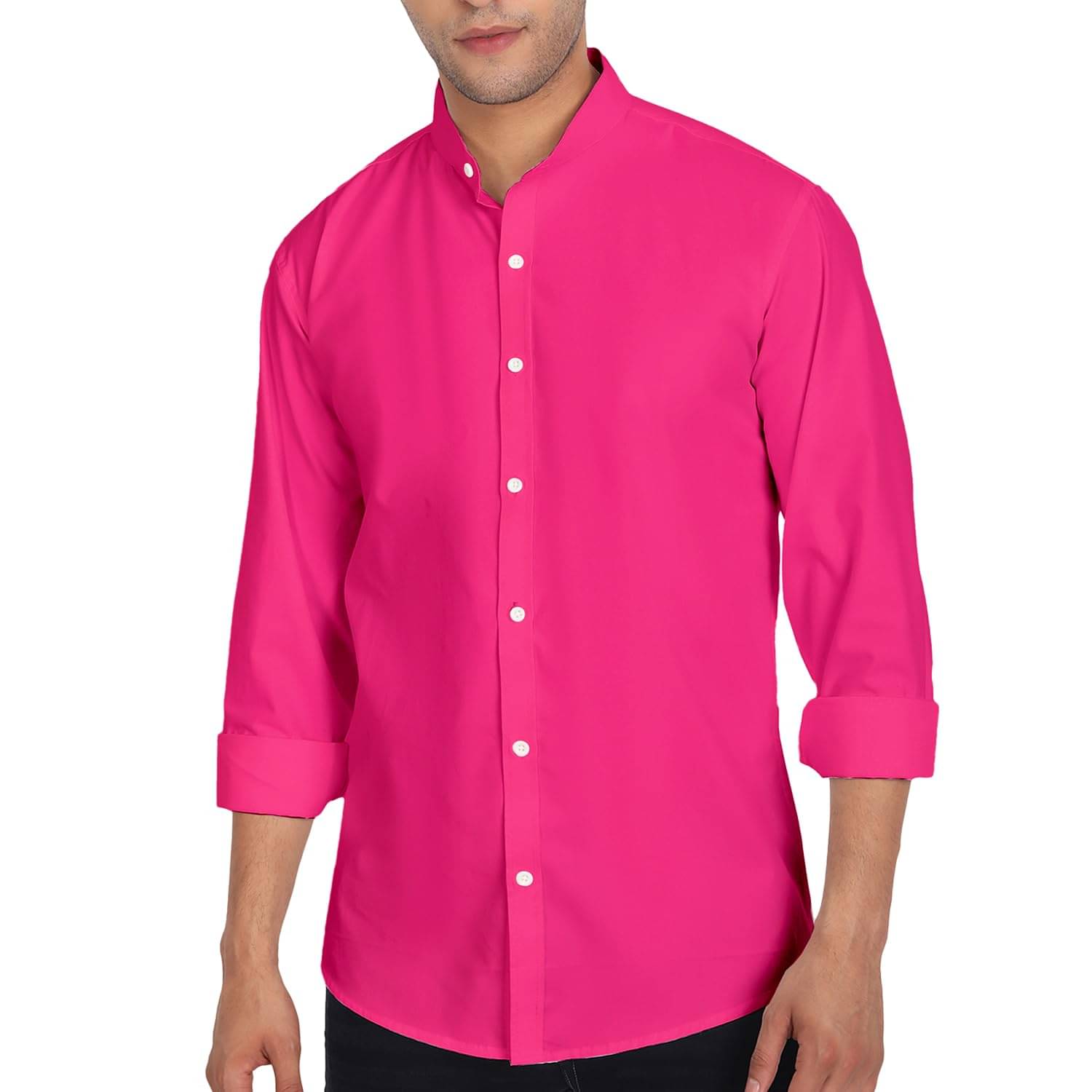 Vida Loca Cotton Blend Slim Fit Solids Full Sleeves Men's Casual Shirt - Pink ( Pack of 1 )     			Vida Loca Cotton Blend Slim Fit Solids Full Sleeves Men's Casual Shirt - Pink ( Pack of 1 )