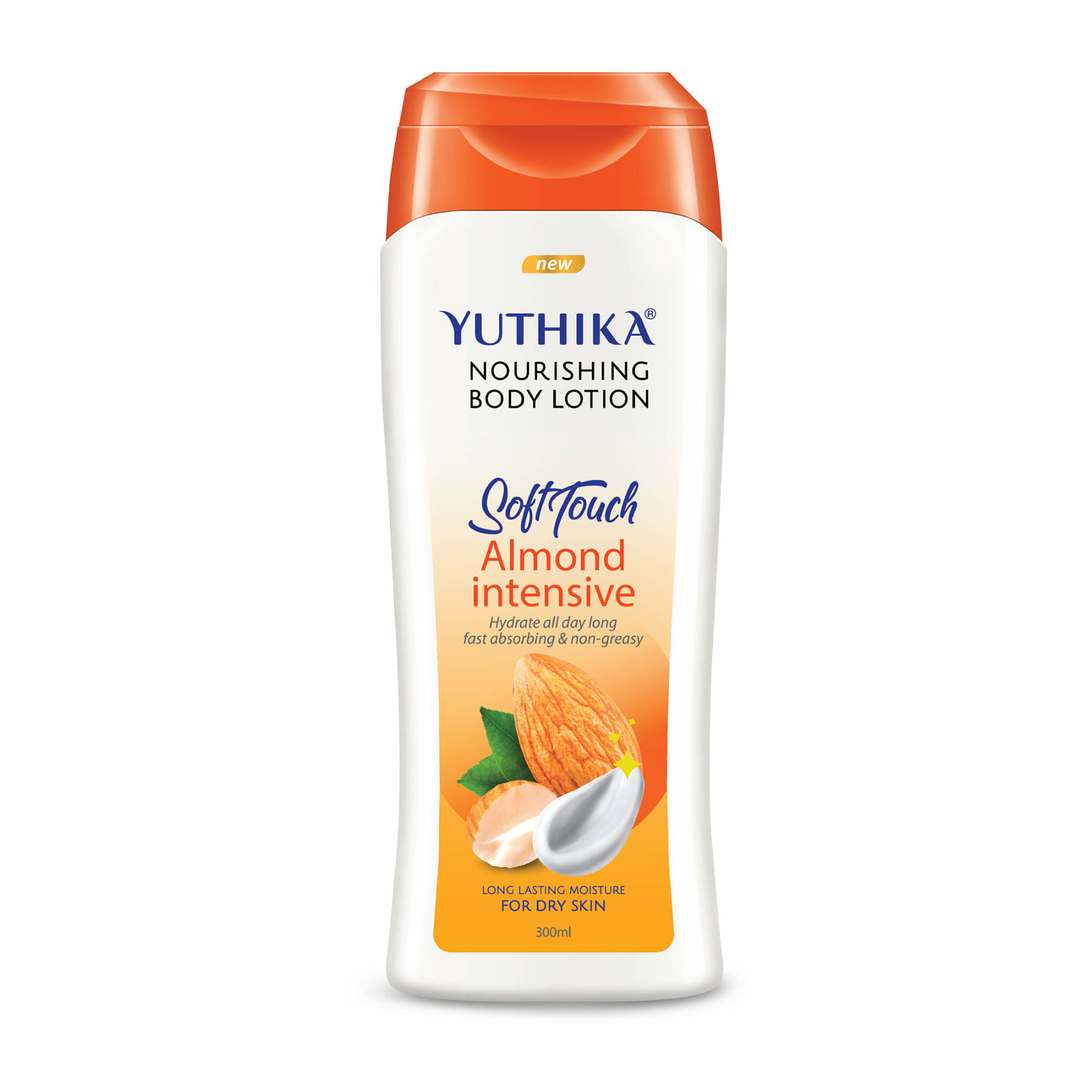     			Yuthika Almond Body Lotion for Dry Skin 300ml, Long Lasting Nourishing Body Lotion Non-Greasy, Fast Absorbing Bodylotion