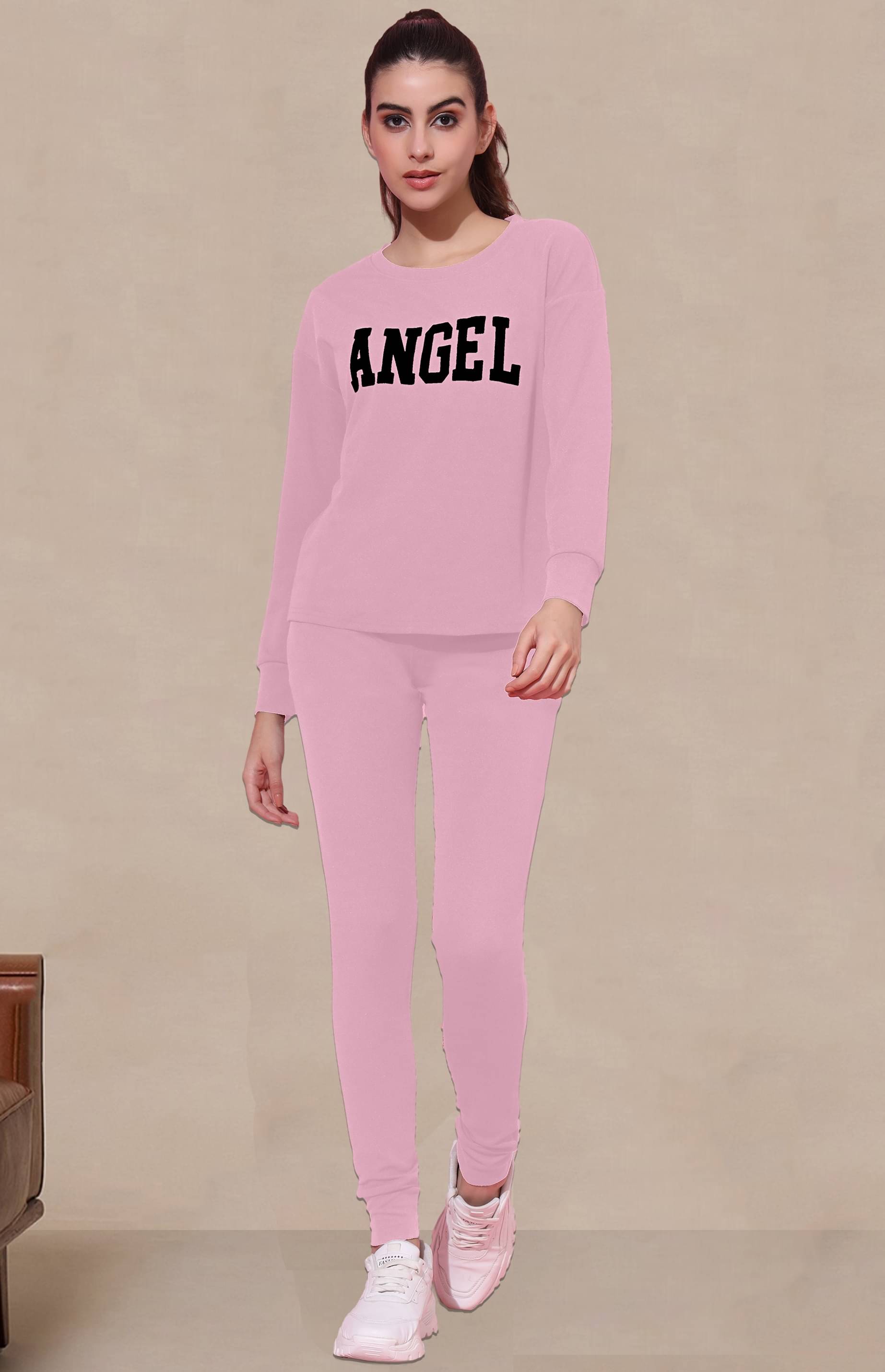     			DTR FASHION Pink Cotton Blend Applique Tracksuit - Pack of 1