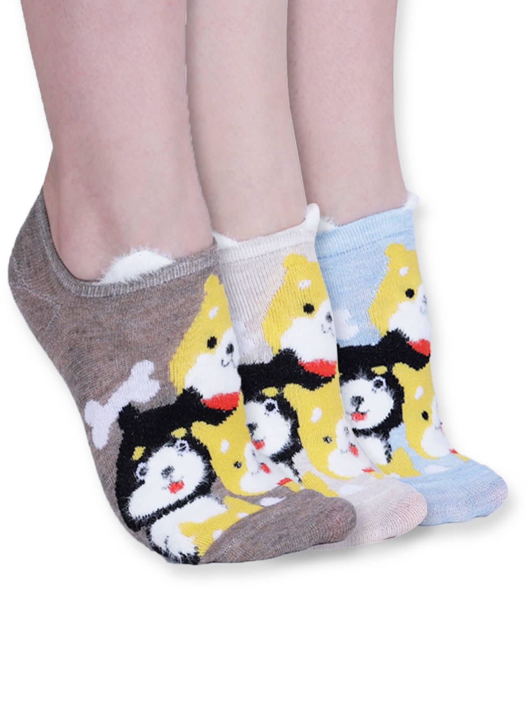 Dollar Pack of 3 Cotton Blend Women's Printed No Show Socks ( Multicolor )     			Dollar Pack of 3 Cotton Blend Women's Printed No Show Socks ( Multicolor )