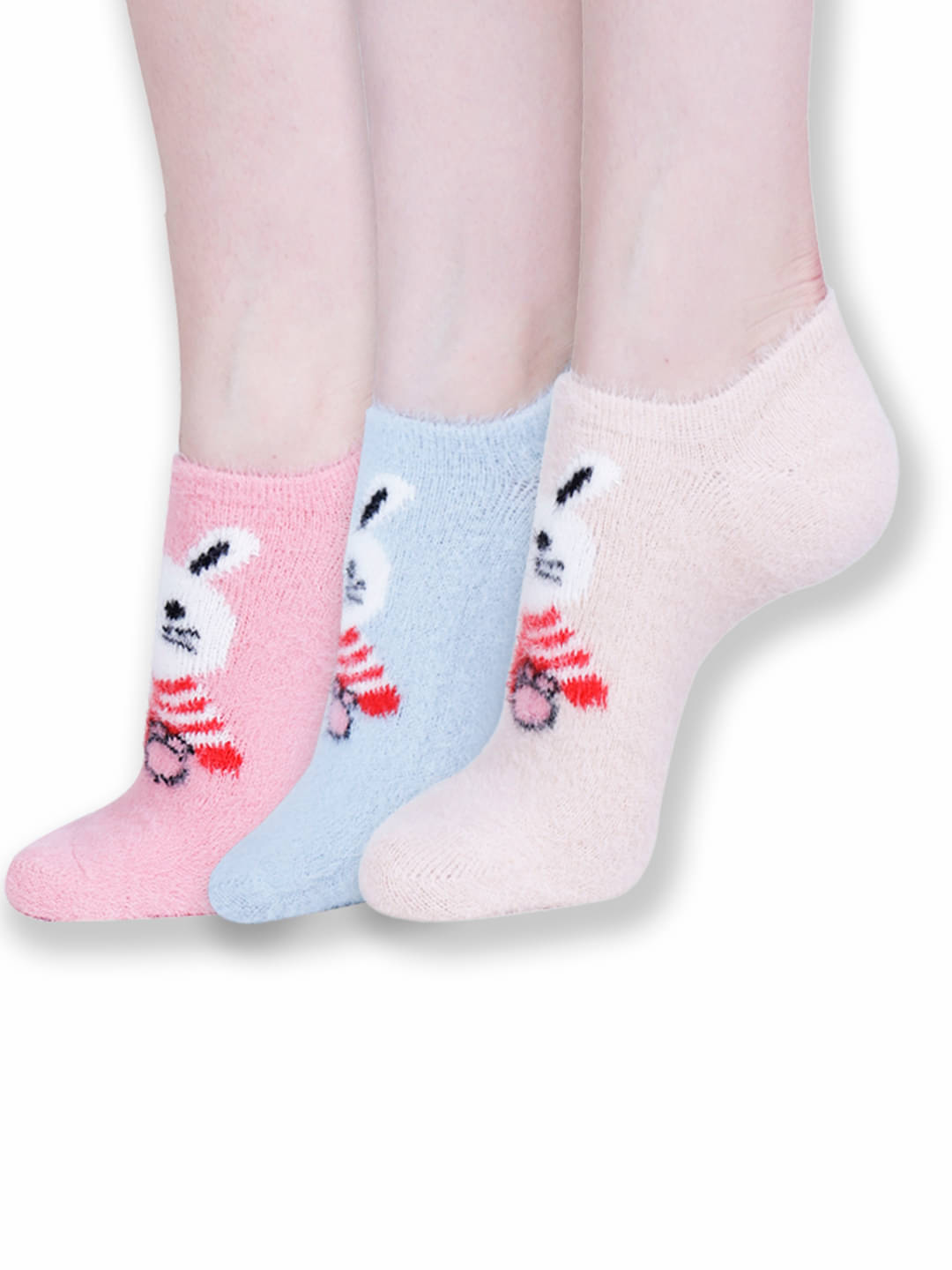     			Dollar Pack of 3 Woollen Women's Printed No Show Socks ( Multicolor )