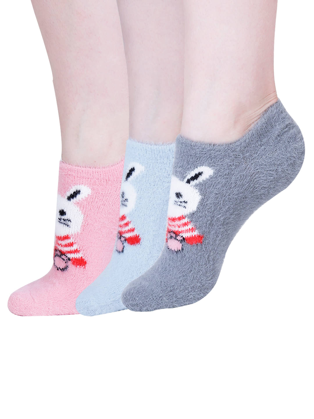     			Dollar Pack of 3 Woollen Women's Printed No Show Socks ( Multicolor )