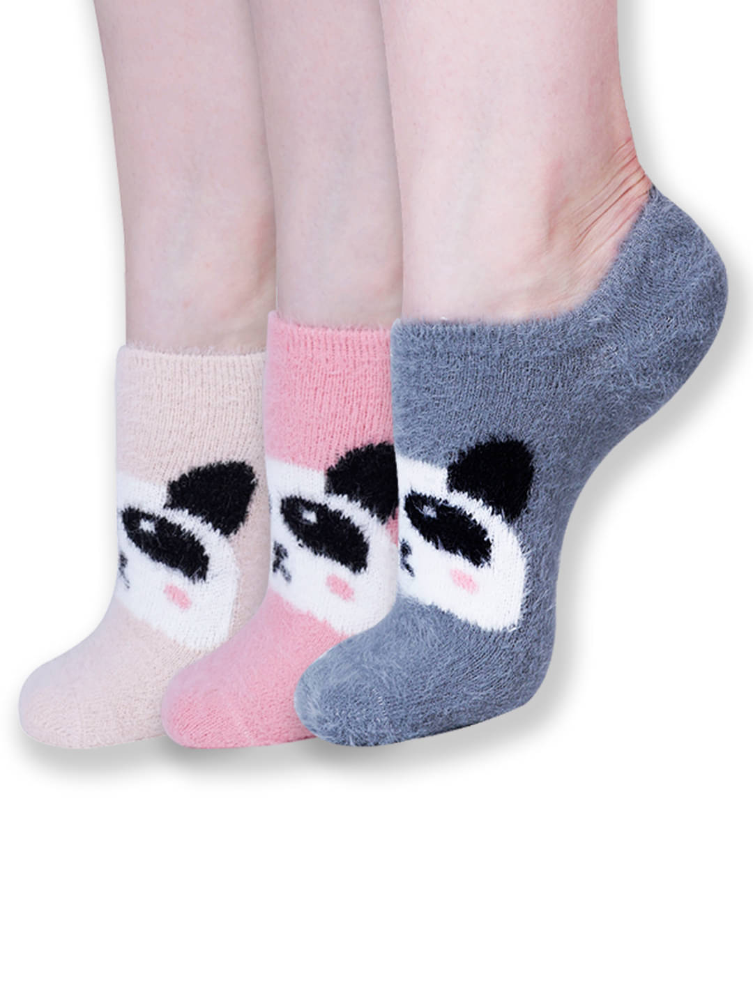     			Dollar Pack of 3 Woollen Women's Printed No Show Socks ( Multicolor )