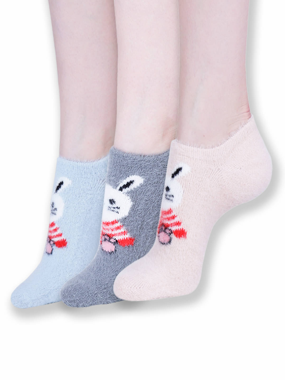     			Dollar Pack of 3 Woollen Women's Printed No Show Socks ( Multicolor )