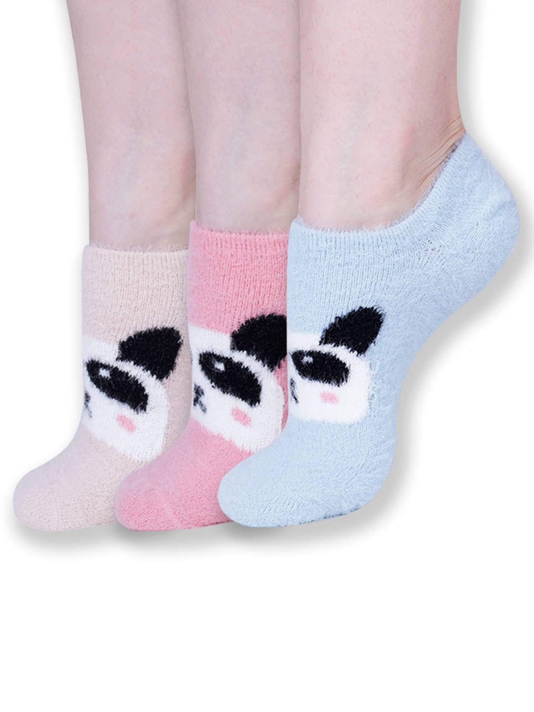     			Dollar Pack of 3 Woollen Women's Printed No Show Socks ( Multicolor )