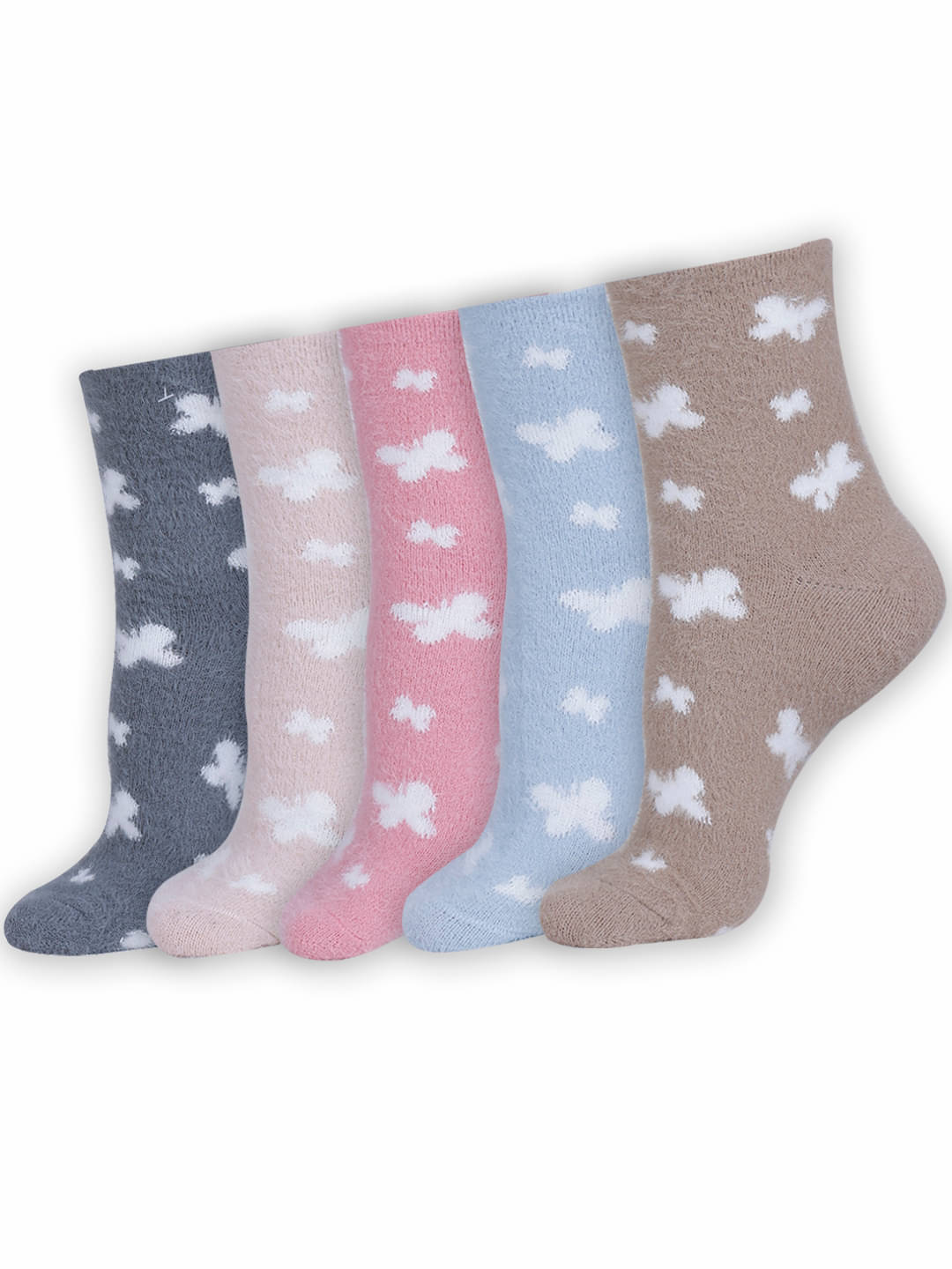 Dollar Pack of 5 Woollen Women's Printed Mid Length Socks ( Multicolor ) Dollar Pack of 5 Woollen Women's Printed Mid Length Socks ( Multicolor )