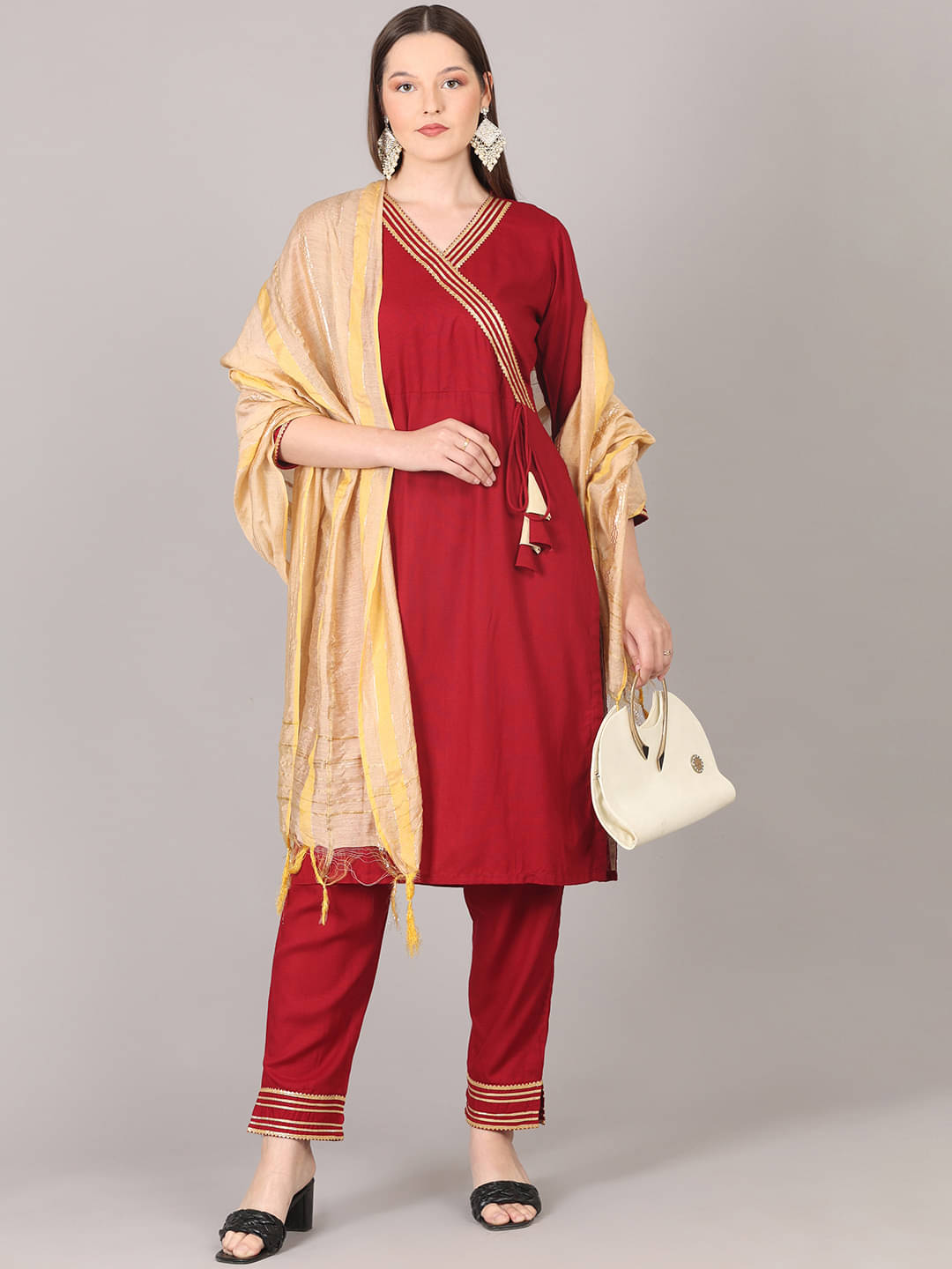 FASHJONS 360 Rayon Solid Kurti With Pants Women's Stitched Salwar Suit - Maroon ( Pack of 1 ) FASHJONS 360 Rayon Solid Kurti With Pants Women's Stitched Salwar Suit - Maroon ( Pack of 1 )