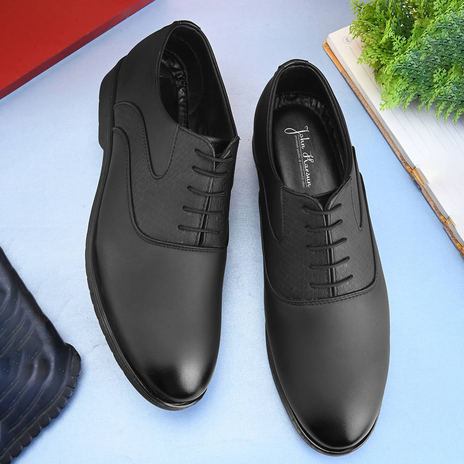    			John Karsun Black Men's Oxford Formal Shoes