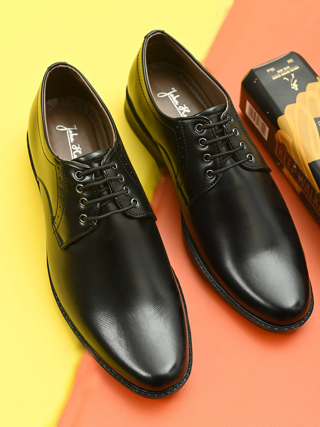     			John Karsun Black Men's Derby Formal Shoes