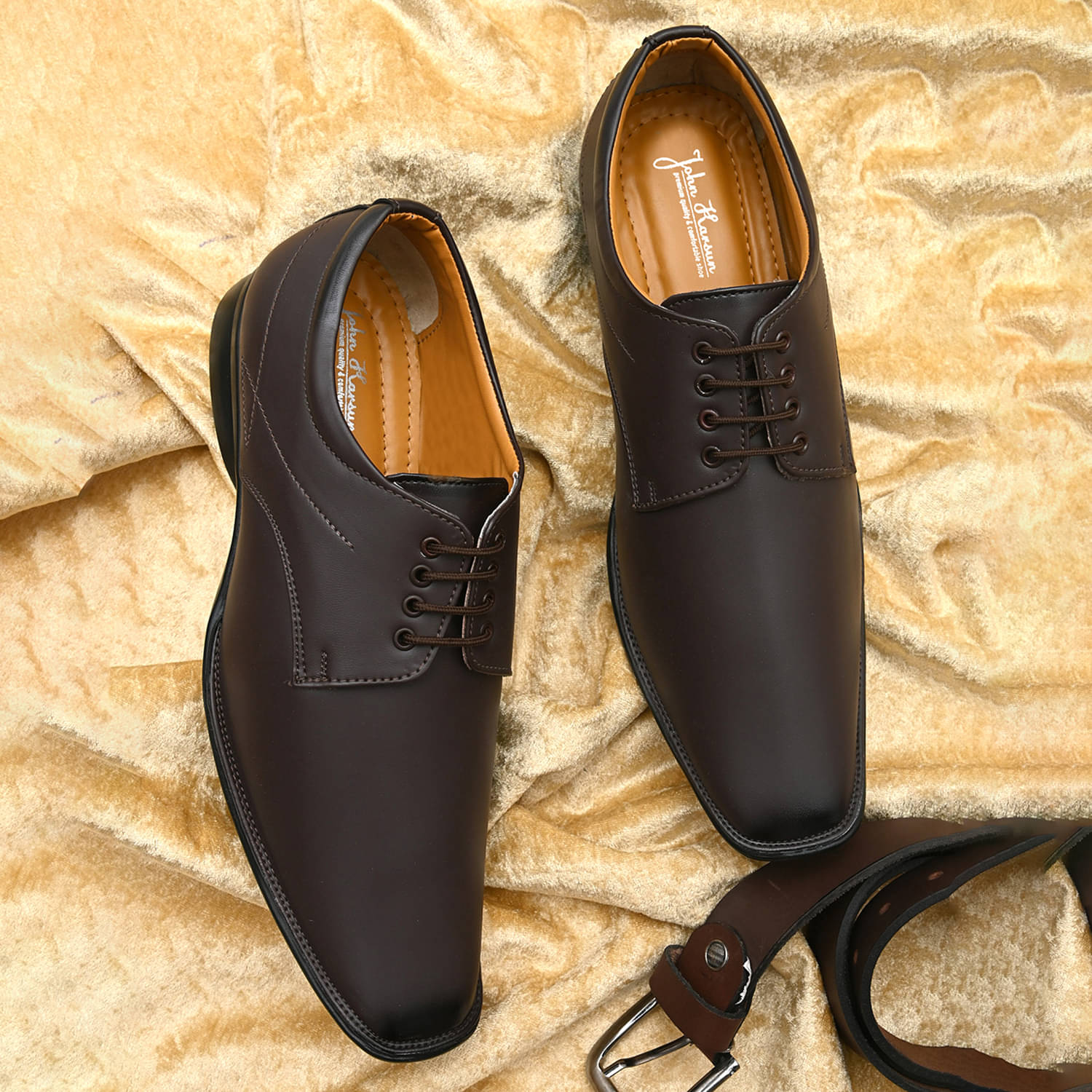     			John Karsun Brown Men's Derby Formal Shoes
