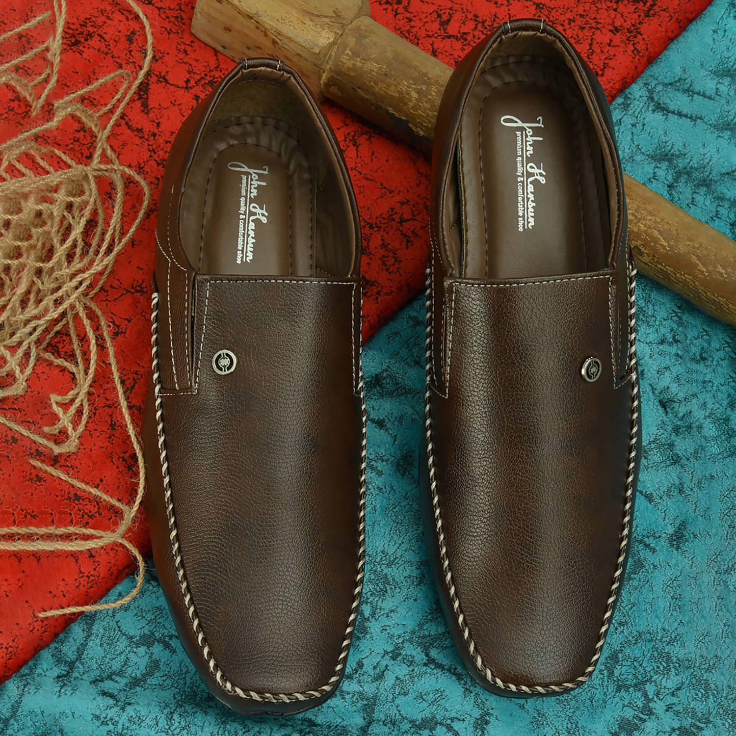 John Karsun Brown Men's Slip On Formal Shoes     			John Karsun Brown Men's Slip On Formal Shoes