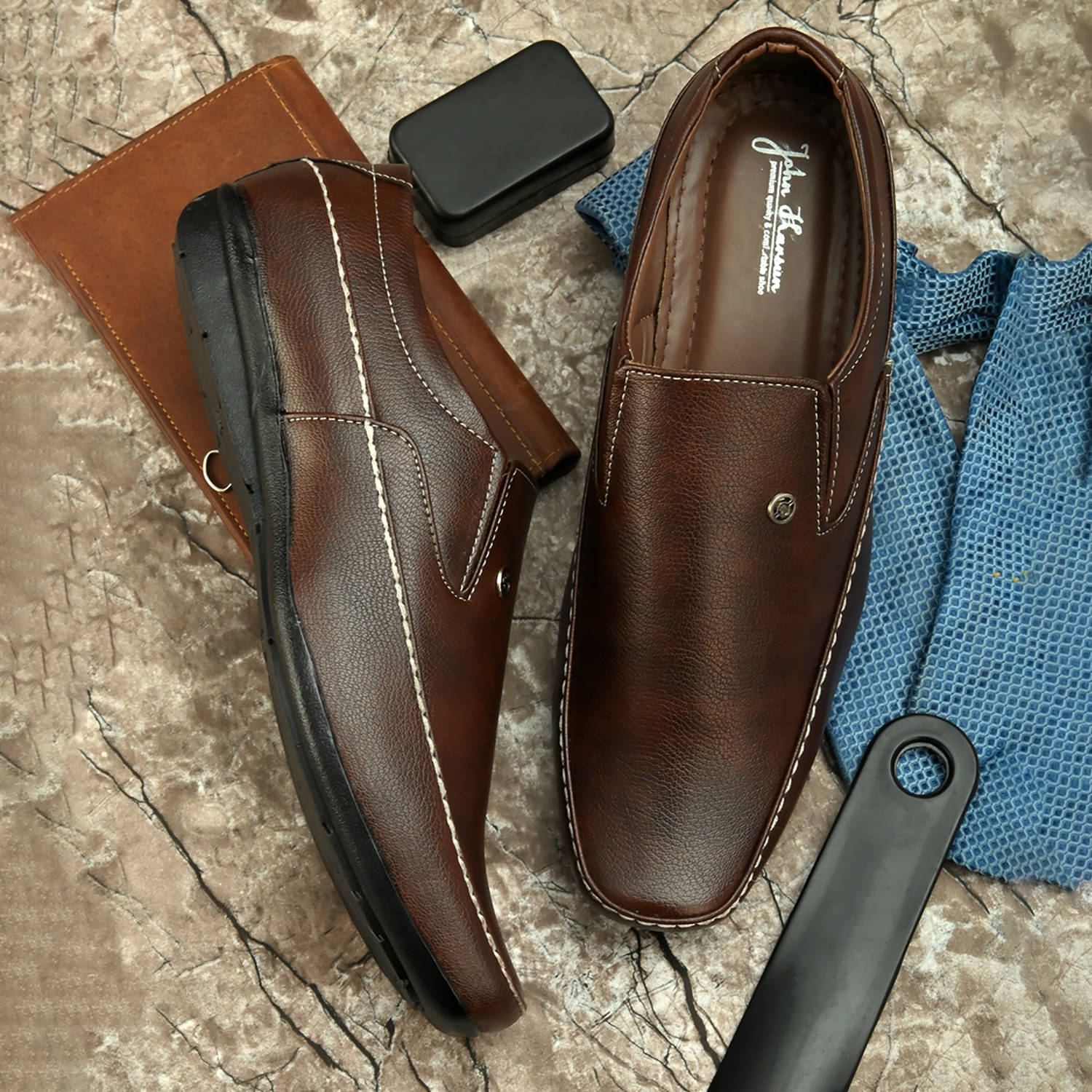 John Karsun Brown Men's Slip On Formal Shoes John Karsun Brown Men's Slip On Formal Shoes