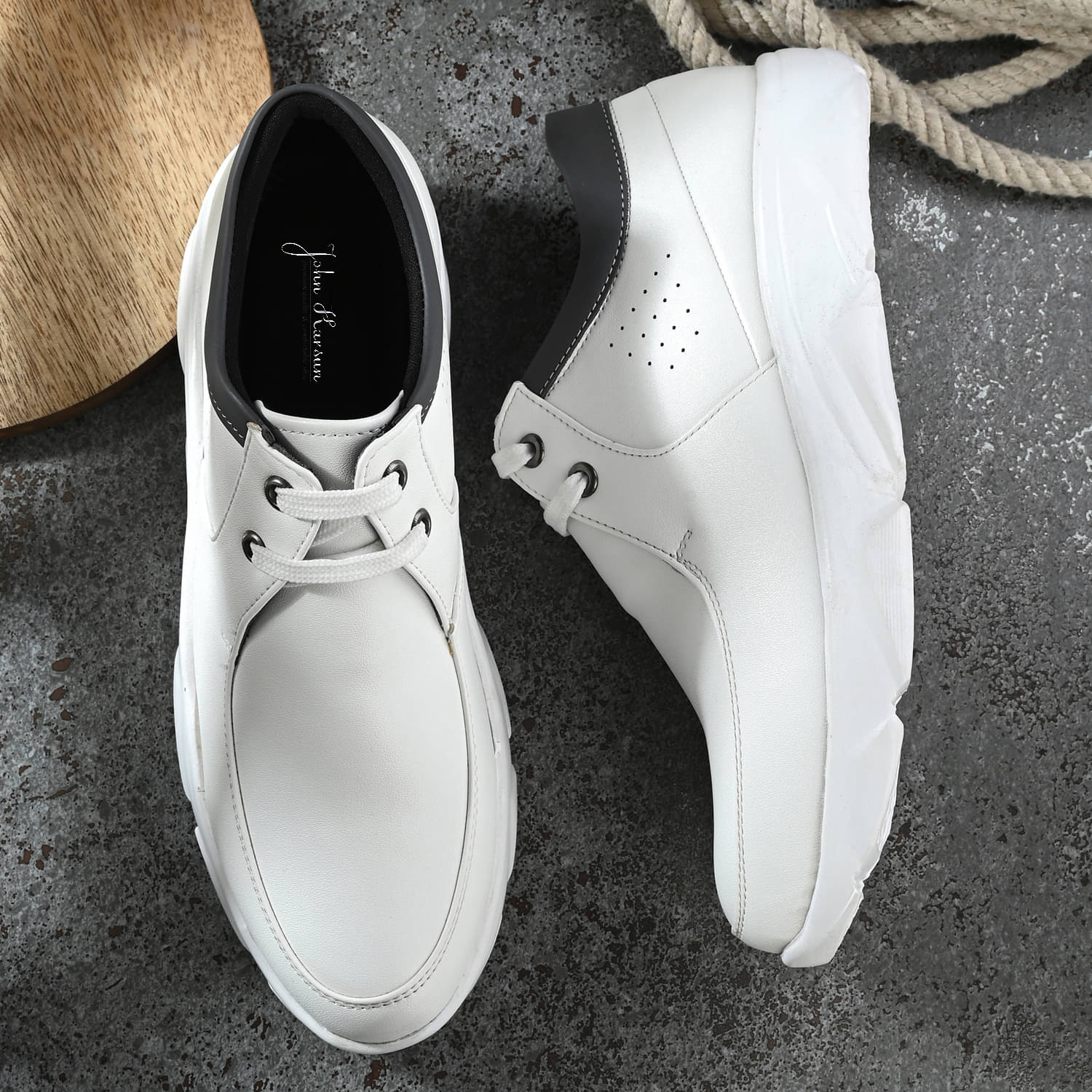     			John Karsun D3-8210 White Men's Sneakers