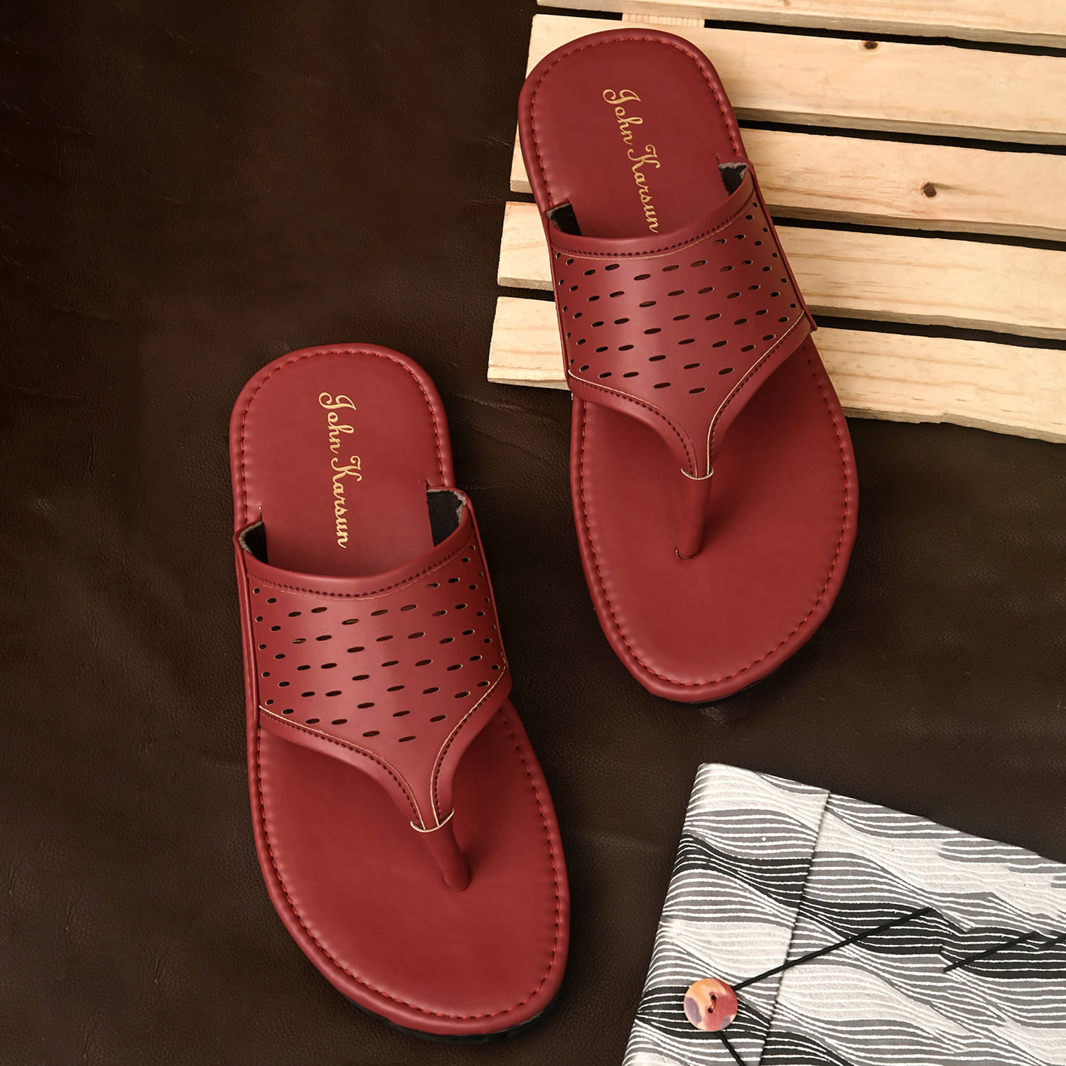     			John Karsun - Red Men's Sandals