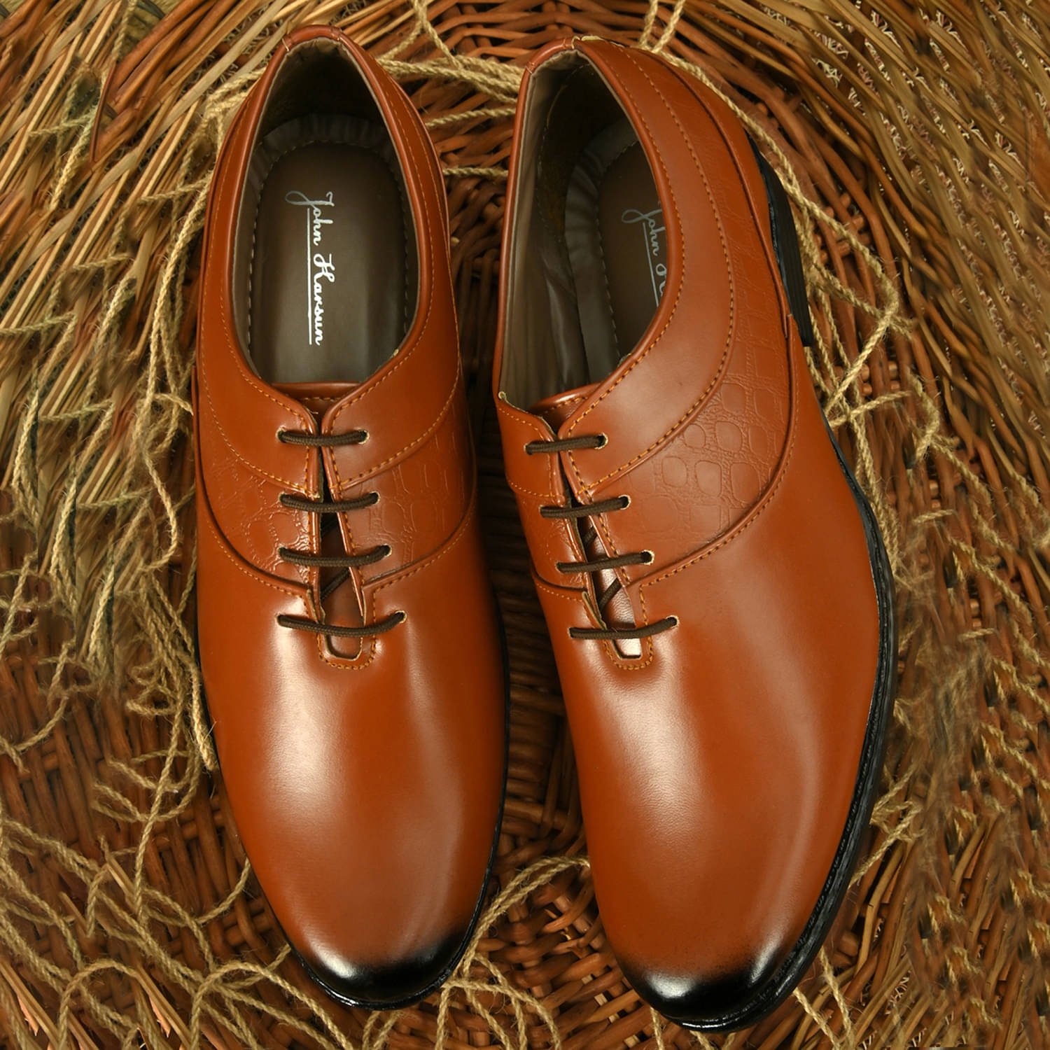     			John Karsun Tan Men's Oxford Formal Shoes