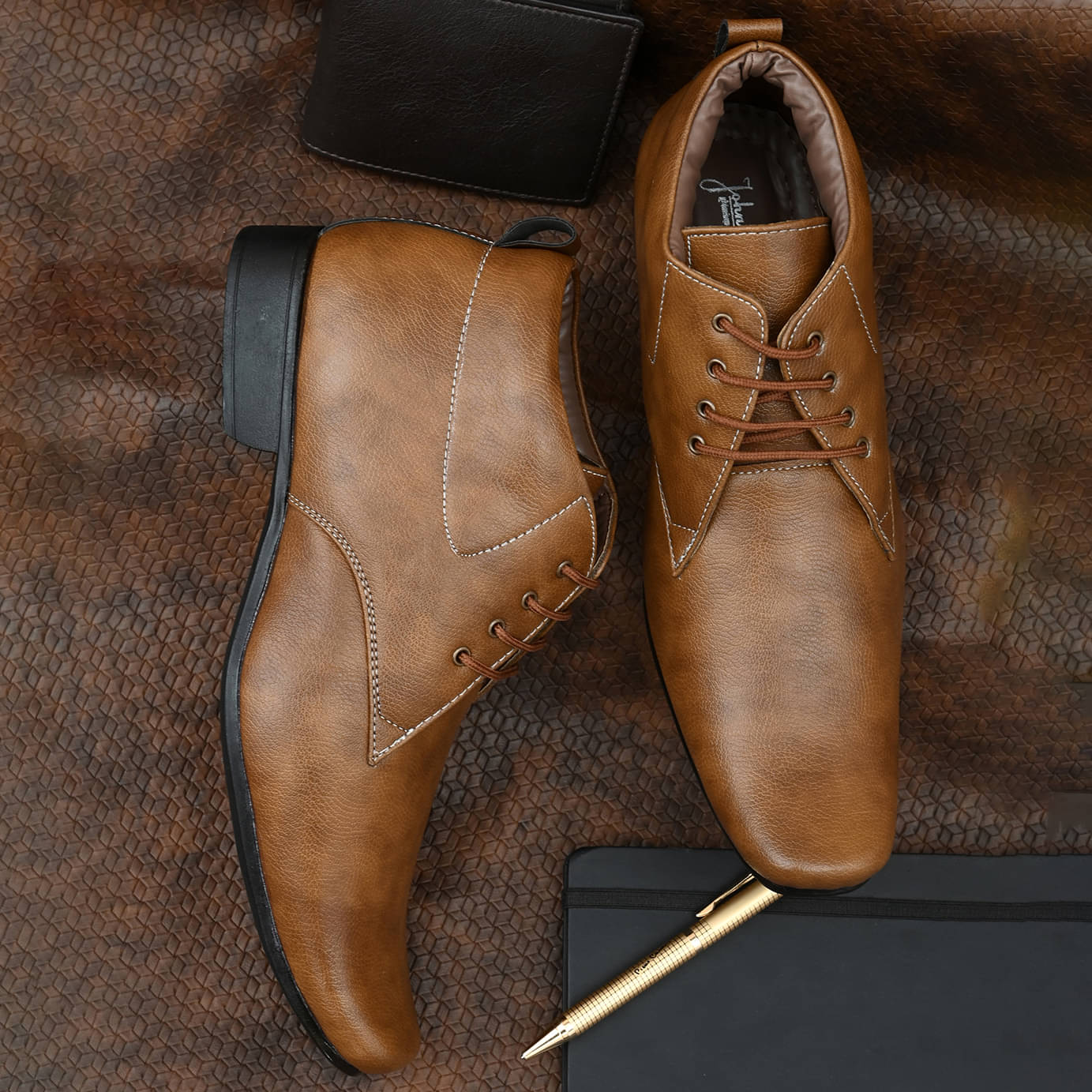     			John Karsun Tan Men's Derby Formal Shoes