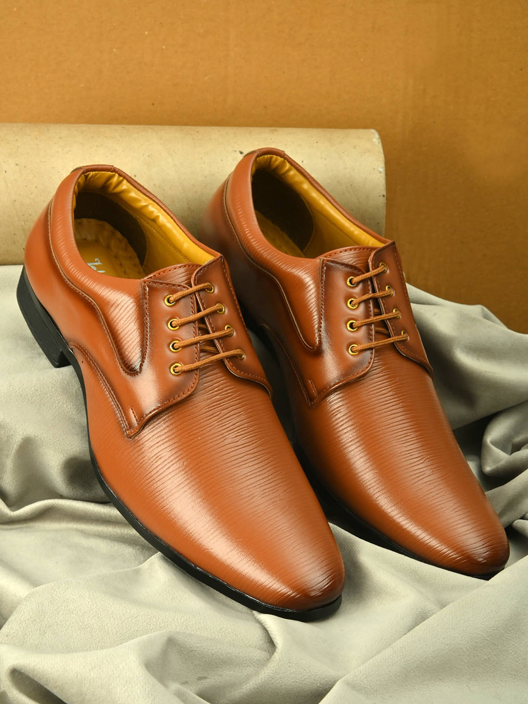    			John Karsun Tan Men's Derby Formal Shoes