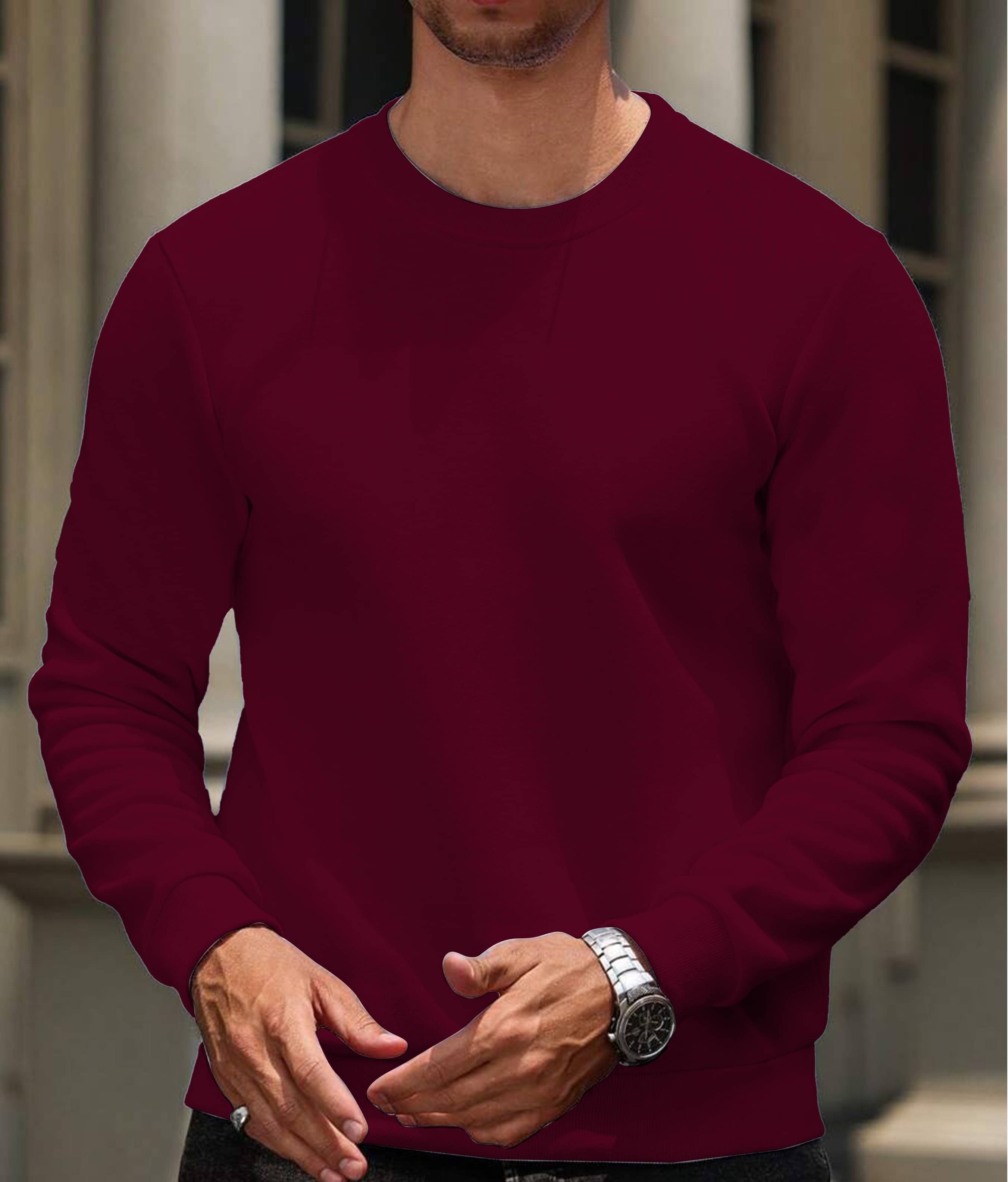     			KAJARU Cotton Blend Round Neck Men's Sweatshirt - Maroon ( Pack of 1 )