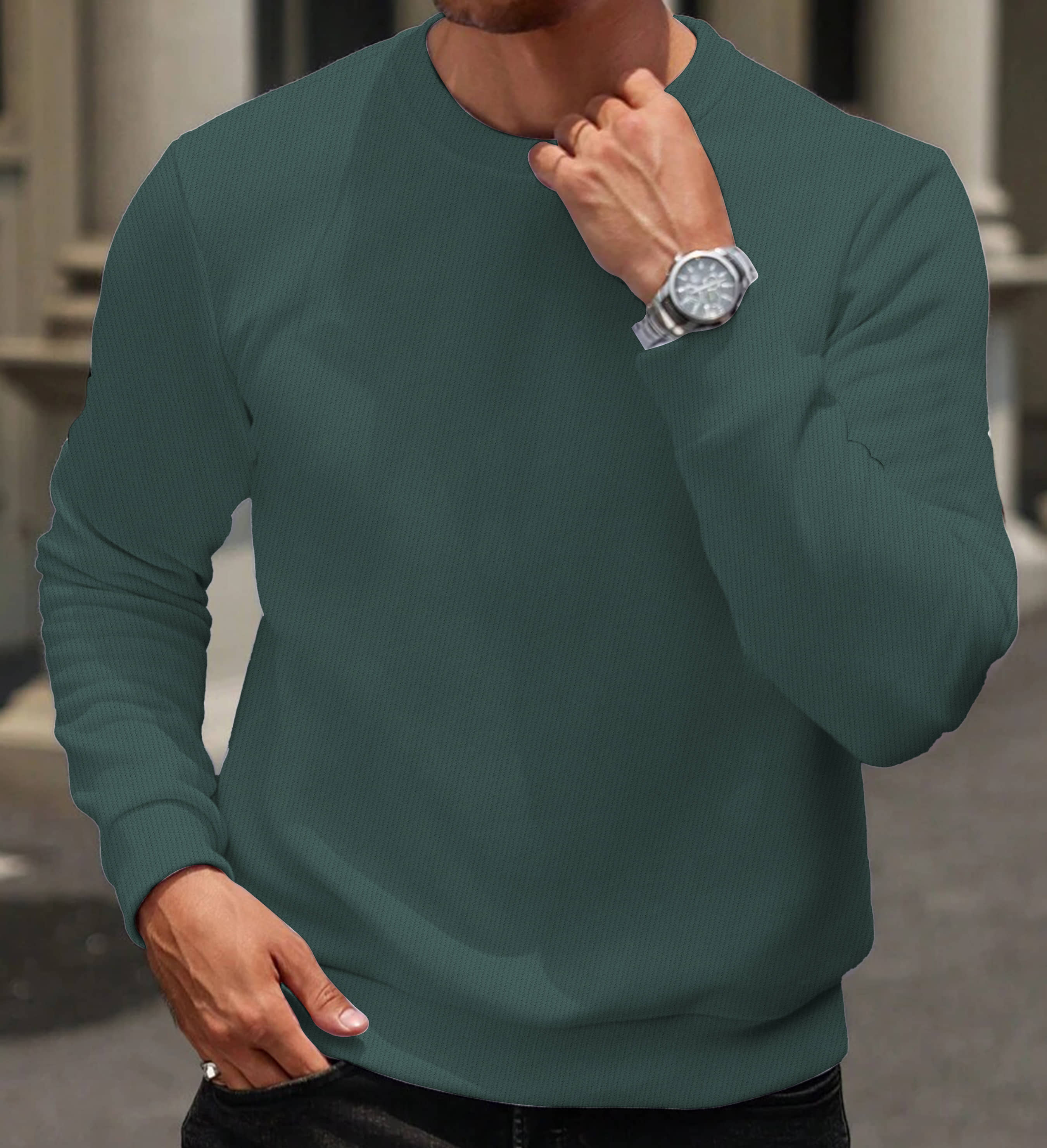 KAJARU Cotton Blend Round Neck Men's Sweatshirt - Light Grey ( Pack of 1 )