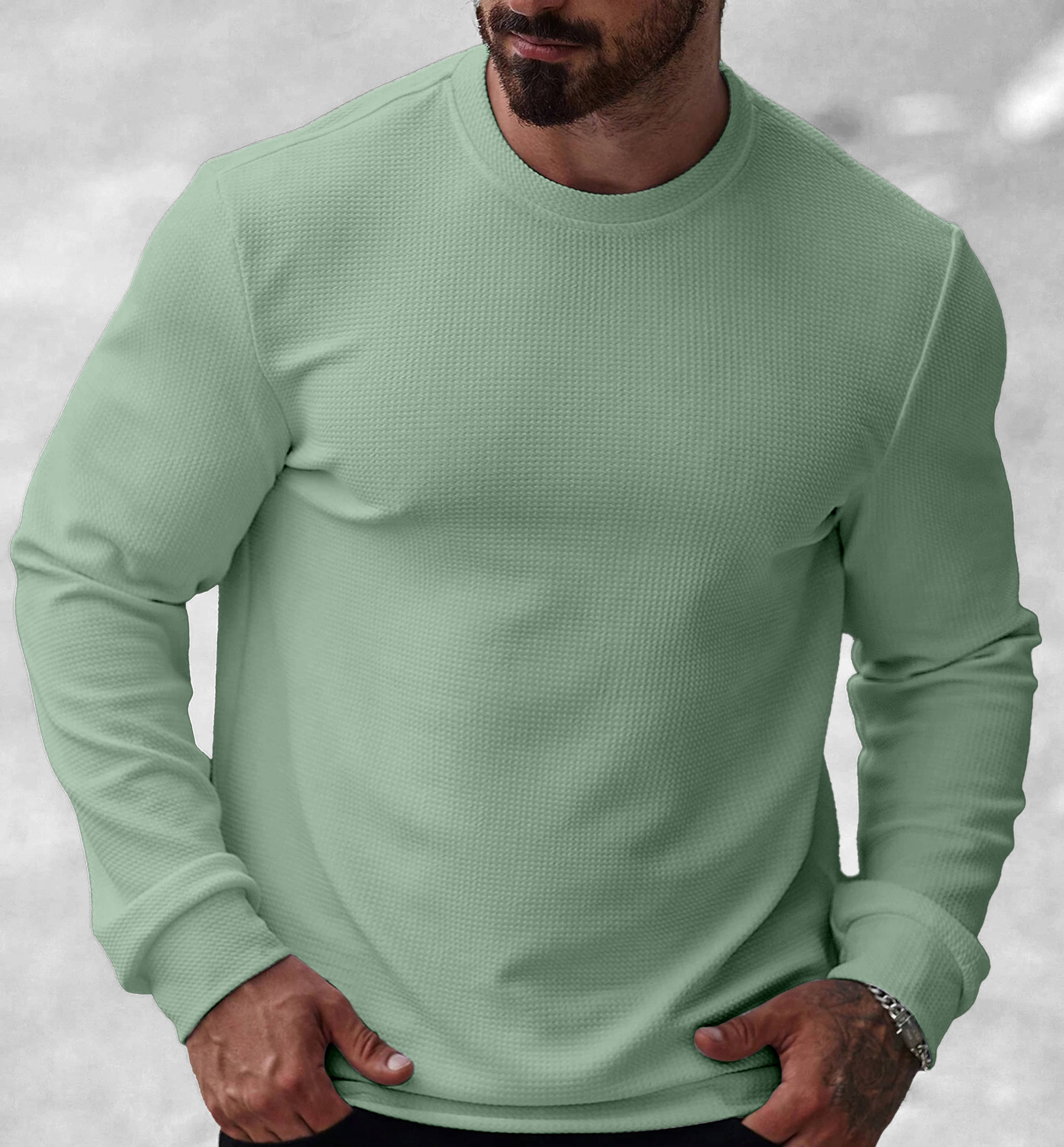     			KAJARU Cotton Blend Round Neck Men's Sweatshirt - Olive ( Pack of 1 )