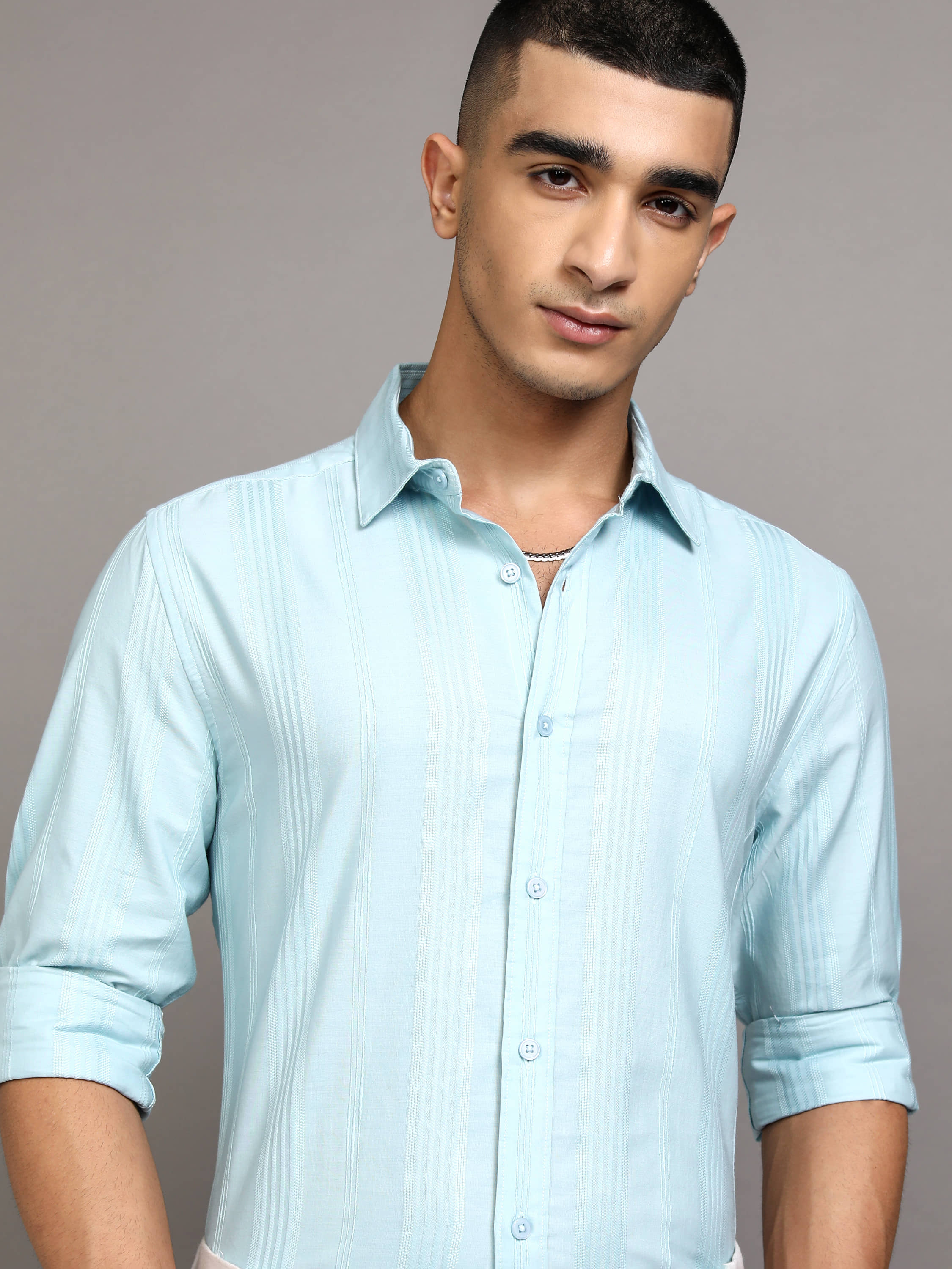 Ketch 100% Cotton Slim Fit Striped Full Sleeves Men's Casual Shirt - Blue ( Pack of 1 )