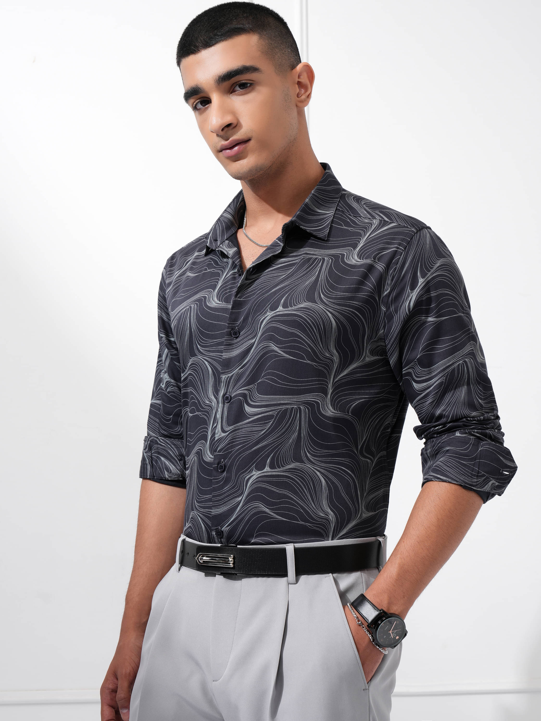     			Ketch Polyester Slim Fit Printed Full Sleeves Men's Casual Shirt - Blue ( Pack of 1 )