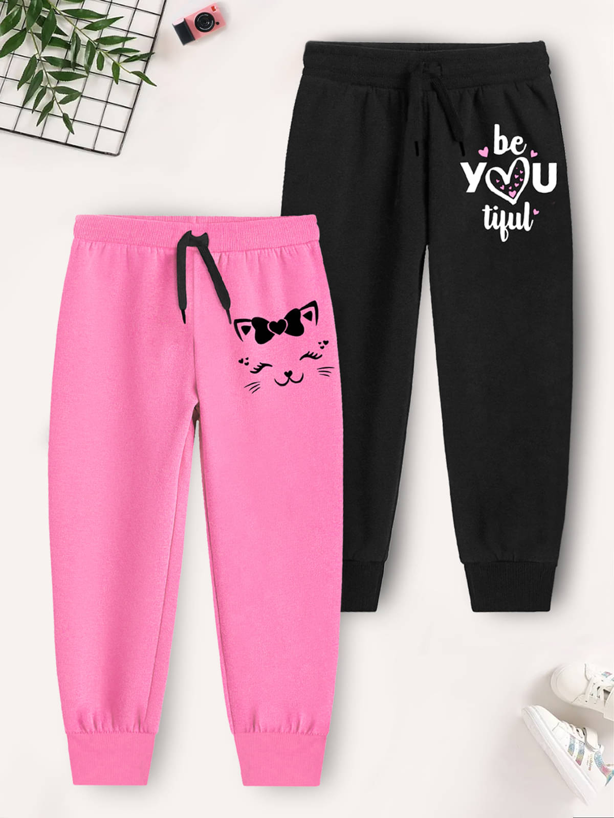Trampoline Pack of 2 Girls Cotton Blend Trackpants ( Colors ) Trampoline Pack of 2 Girls Cotton Blend Trackpants ( Colors )