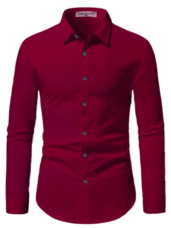     			Vida Loca Cotton Blend Slim Fit Solids Full Sleeves Men's Casual Shirt - Maroon ( Pack of 1 )