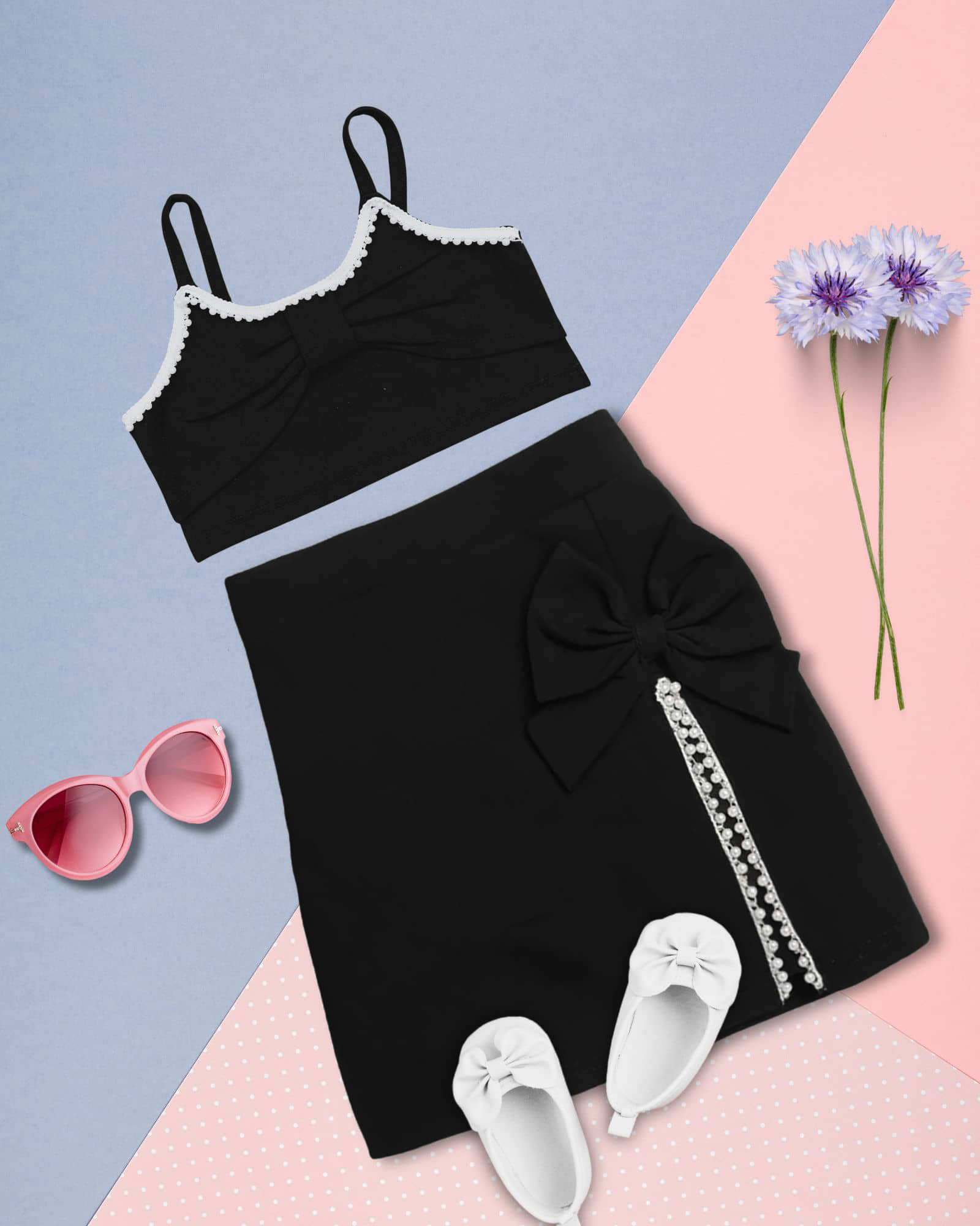 Addyvero Pack of 1 Girls Polyester Top With Skirt ( Black )