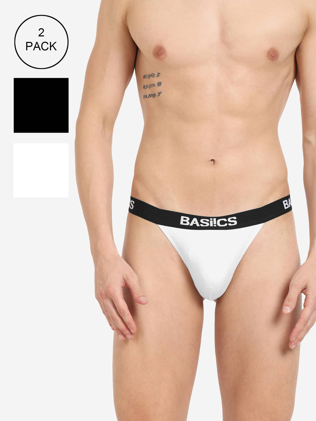 BASIICS By La Intimo Pack of 2 Cotton Blend Thongs For Men's ( Multicolor3 ) BASIICS By La Intimo Pack of 2 Cotton Blend Thongs For Men's ( Multicolor3 )