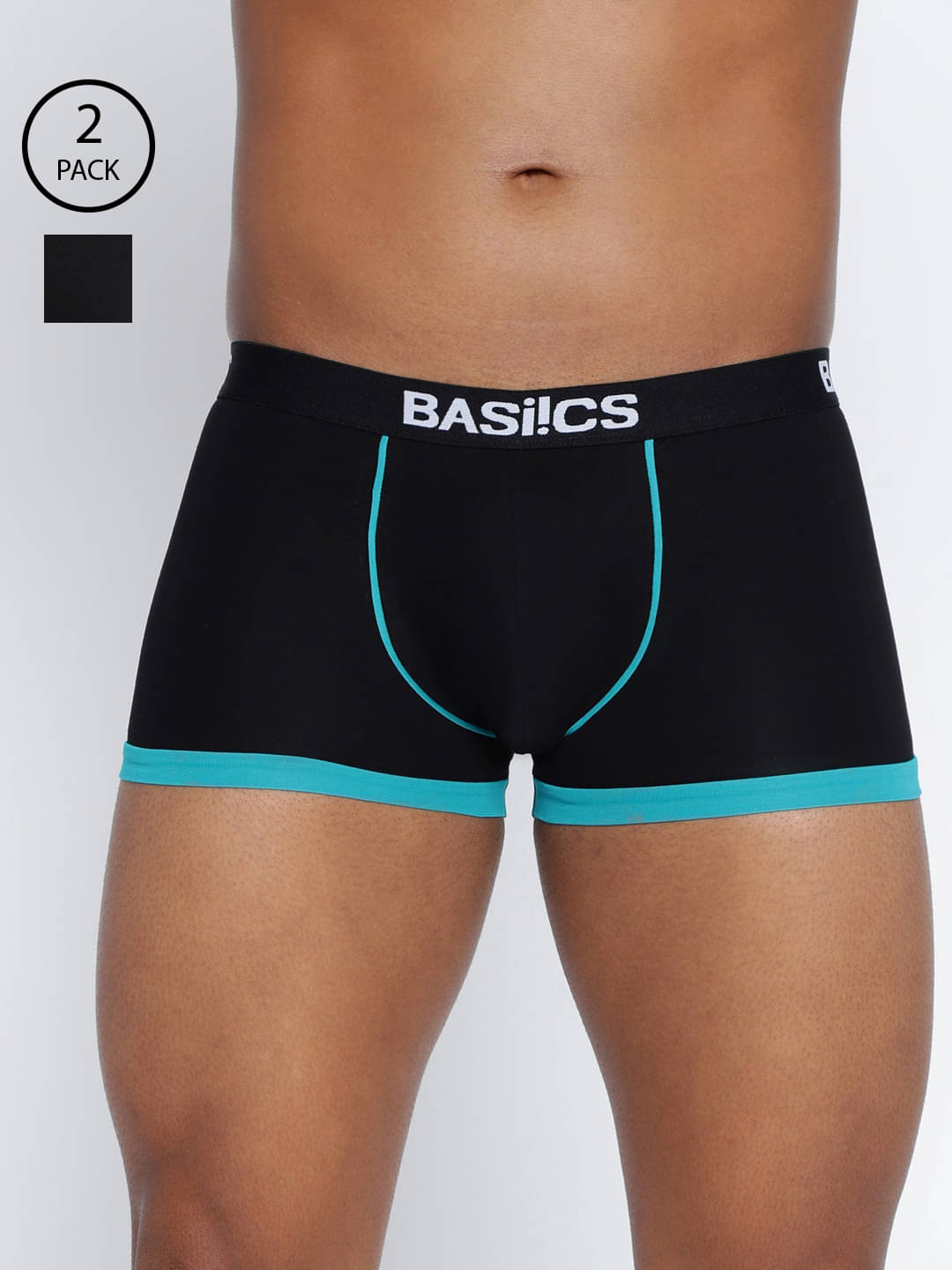 BASIICS By La Intimo Pack of 2 Cotton Blend Trunks For Men's ( Black ) BASIICS By La Intimo Pack of 2 Cotton Blend Trunks For Men's ( Black )