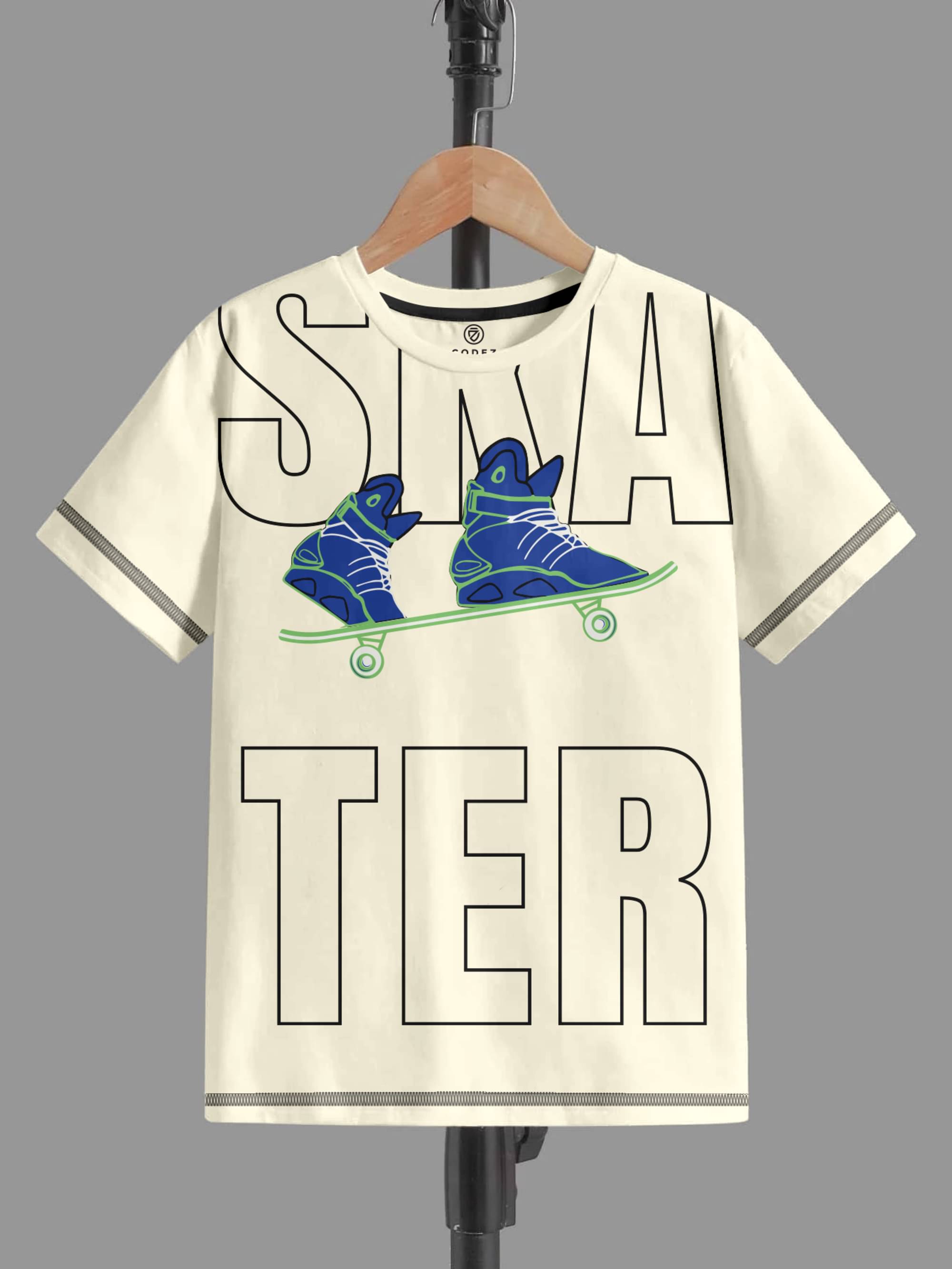     			CODEZ Pack of 1 Boys Cotton T-Shirt ( Off White )