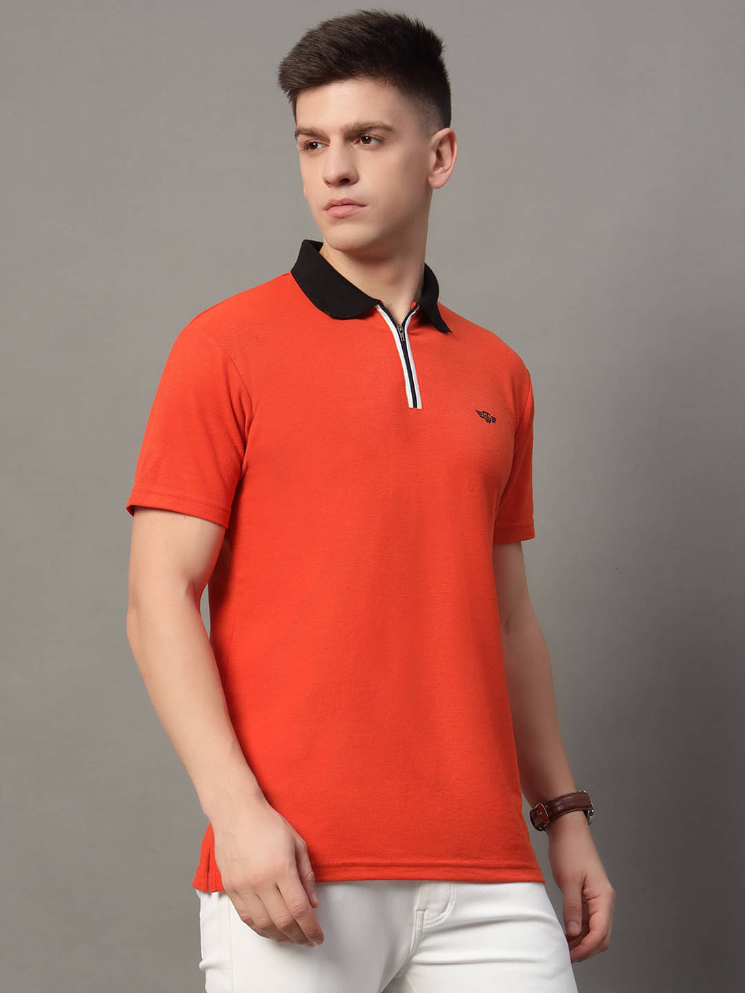     			GET GOLF Pack of 1 Cotton Blend Regular Fit Solid Half Sleeves Men's Polo T Shirt ( Orange )