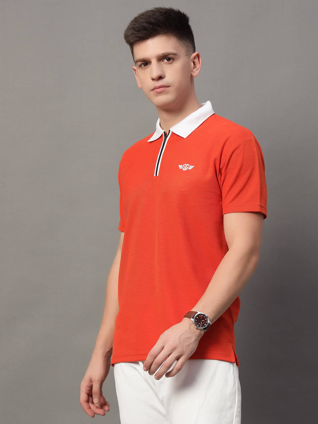GET GOLF Pack of 1 Cotton Blend Regular Fit Solid Half Sleeves Men's Polo T Shirt ( Orange )     			GET GOLF Pack of 1 Cotton Blend Regular Fit Solid Half Sleeves Men's Polo T Shirt ( Orange )