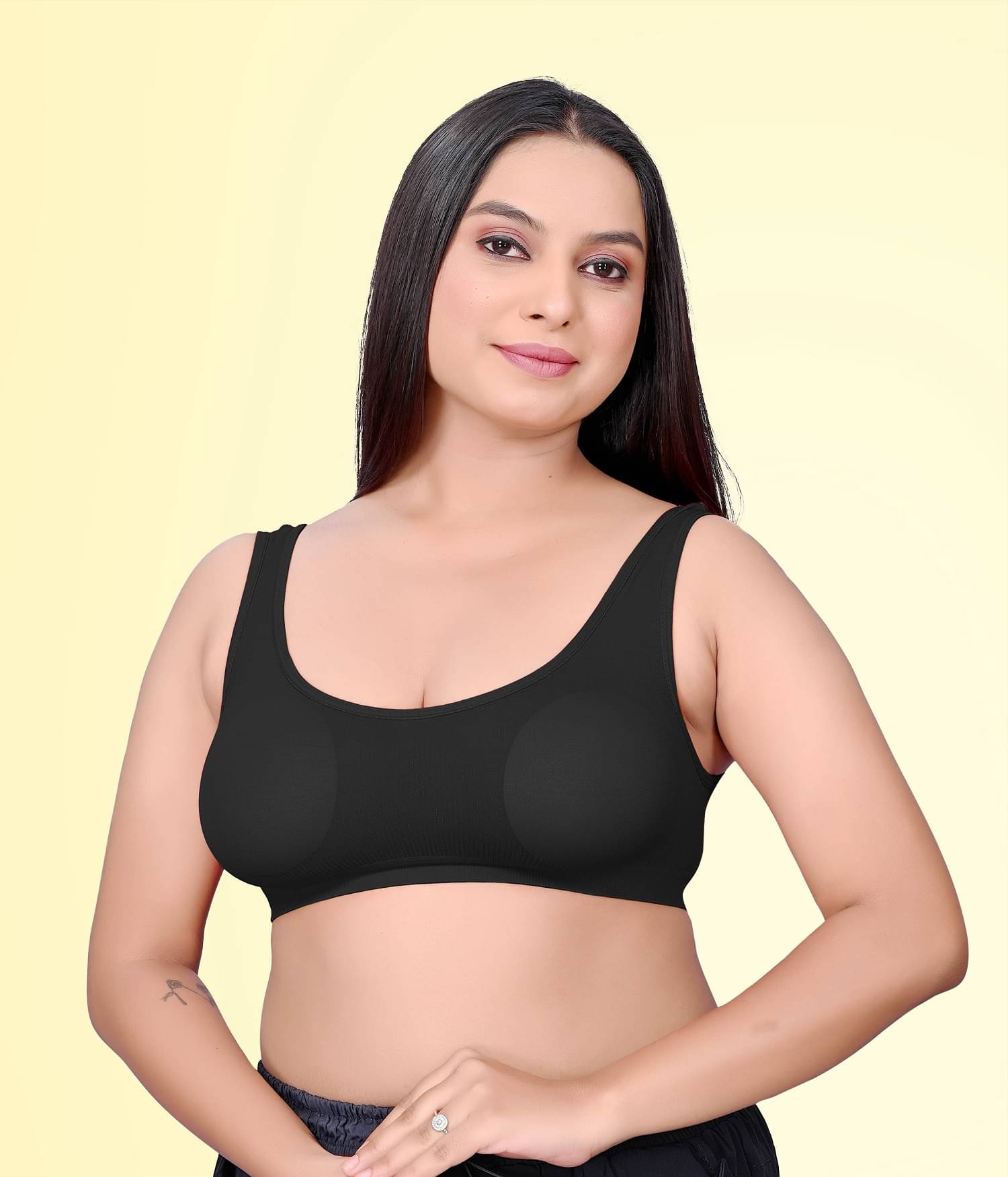     			HAYA Pack of 1 Polyester Non Padded Women's Bralette Bra ( Black ) Lamia Bralette D701