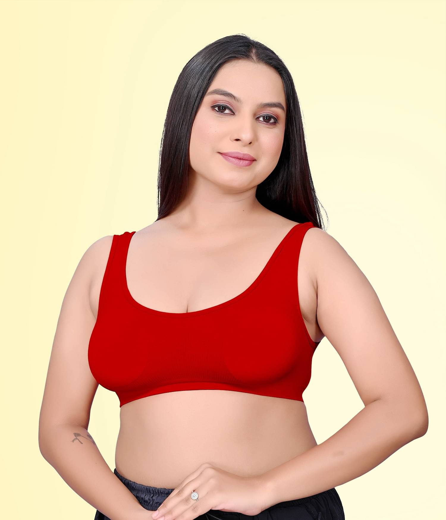 HAYA Pack of 1 Polyester Non Padded Women's Bralette Bra ( Red ) Lamia Bralette D701     			HAYA Pack of 1 Polyester Non Padded Women's Bralette Bra ( Red ) Lamia Bralette D701