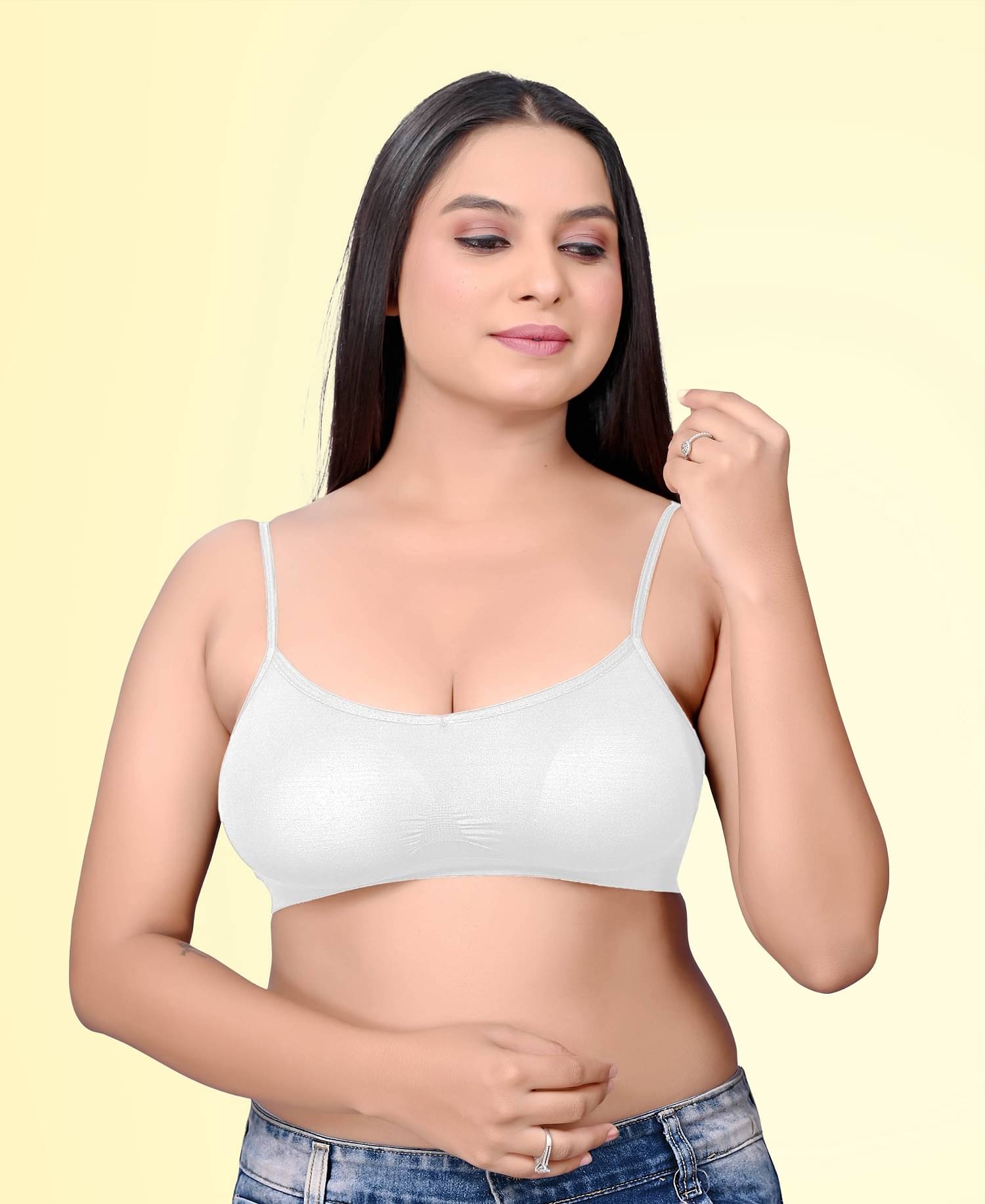 HAYA Pack of 1 Polyester Non Padded Women's Bralette Bra ( White ) Nermin Bralette D710 HAYA Pack of 1 Polyester Non Padded Women's Bralette Bra ( White ) Nermin Bralette D710