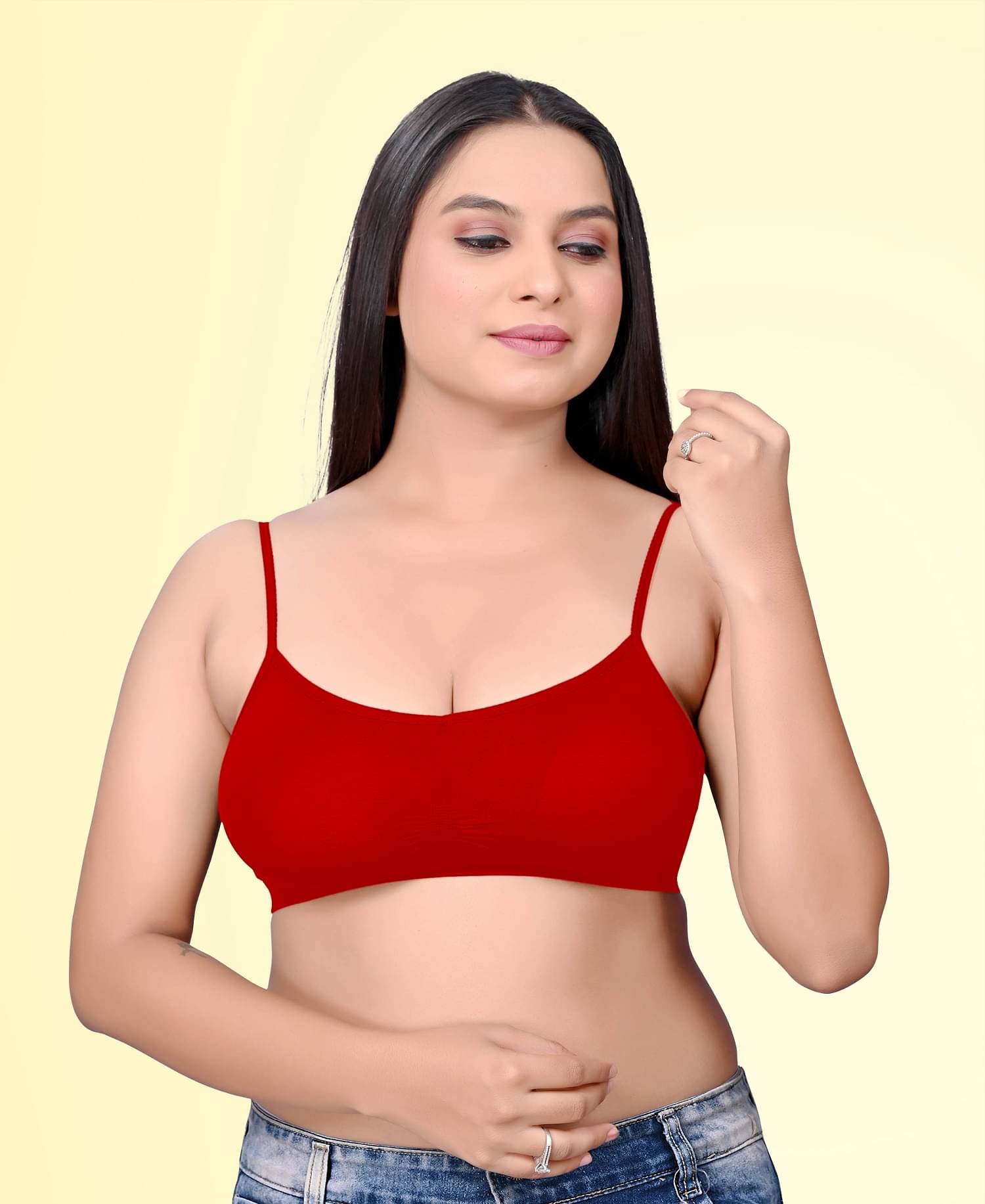     			HAYA Pack of 1 Polyester Non Padded Women's Bralette Bra ( Red ) Nermin Bralette D710
