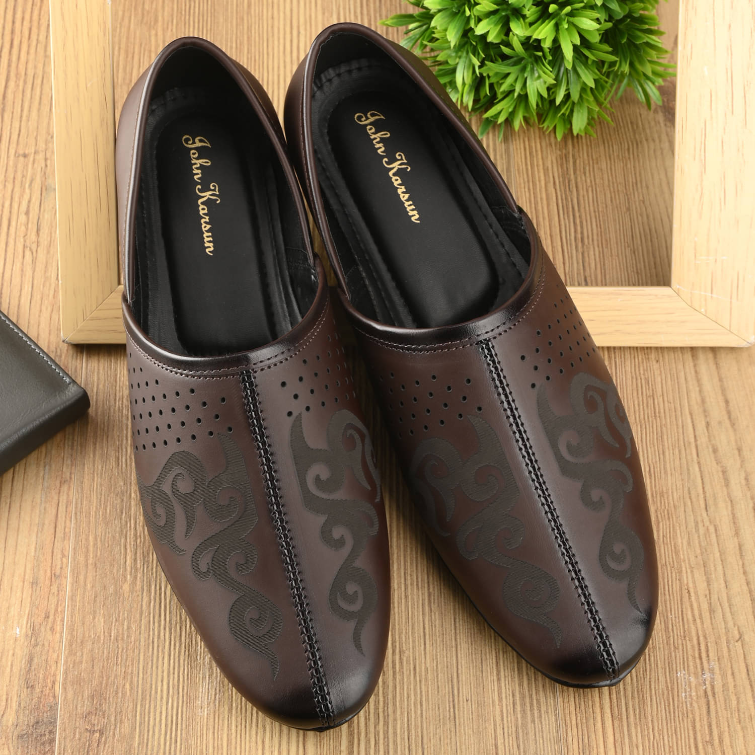     			John Karsun Brown Men's Slip on