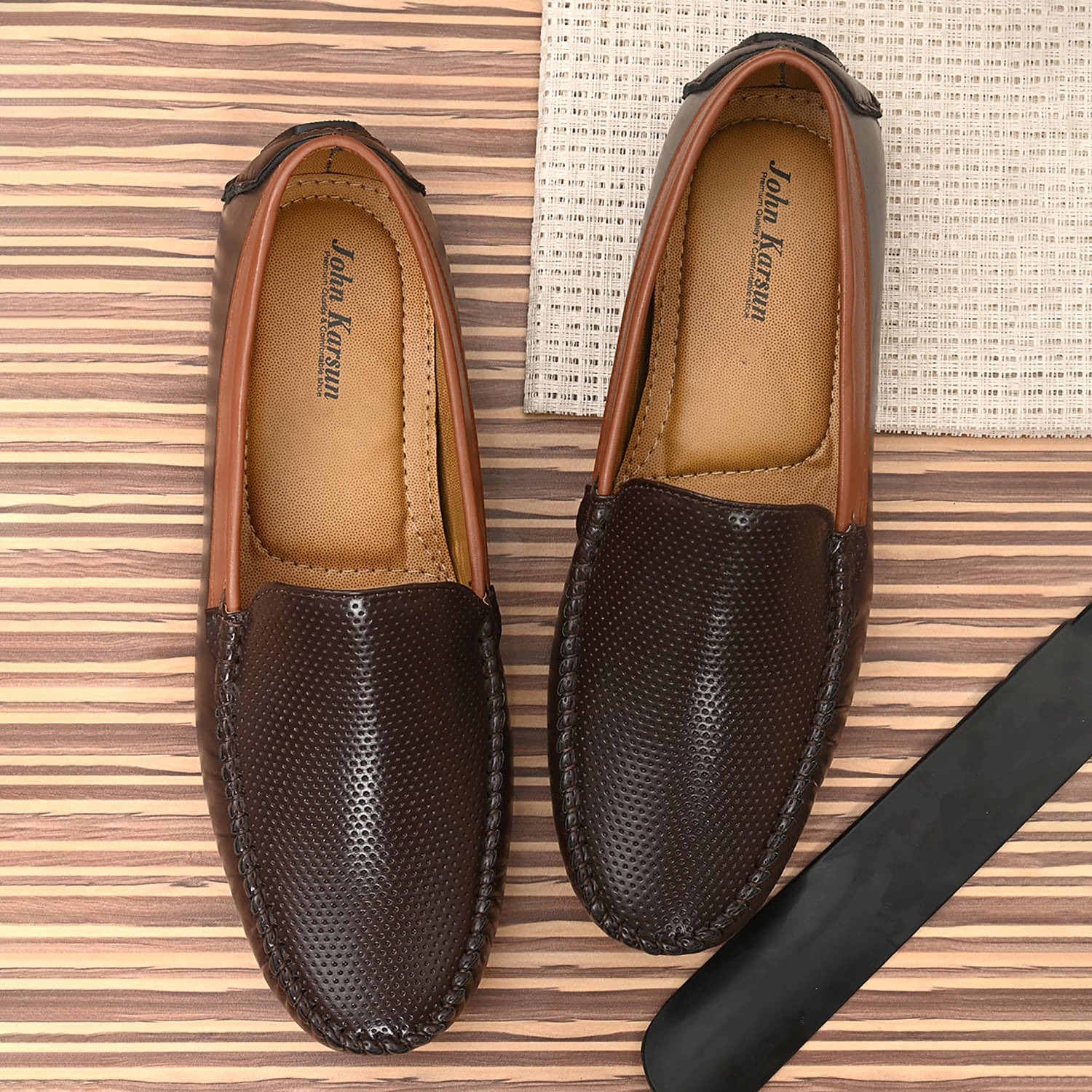     			John Karsun Brown Men's Slip on