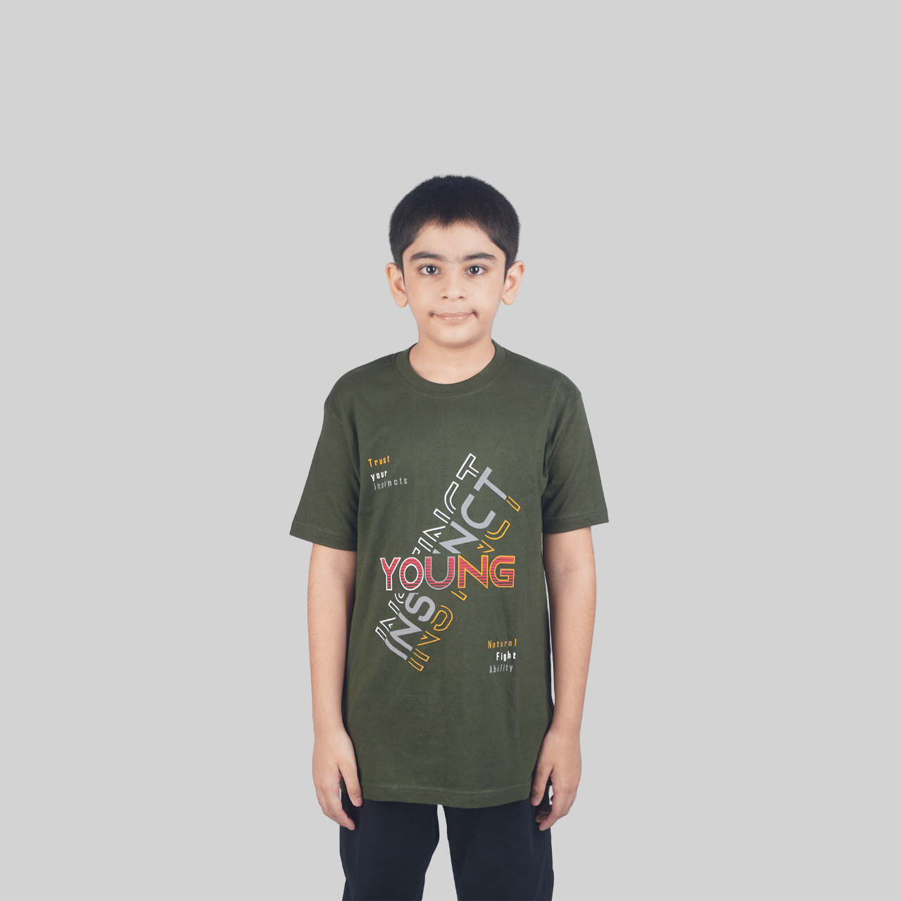     			Kidzee Kingdom Pack of 1 Boys Cotton T-Shirt ( Olive Green )