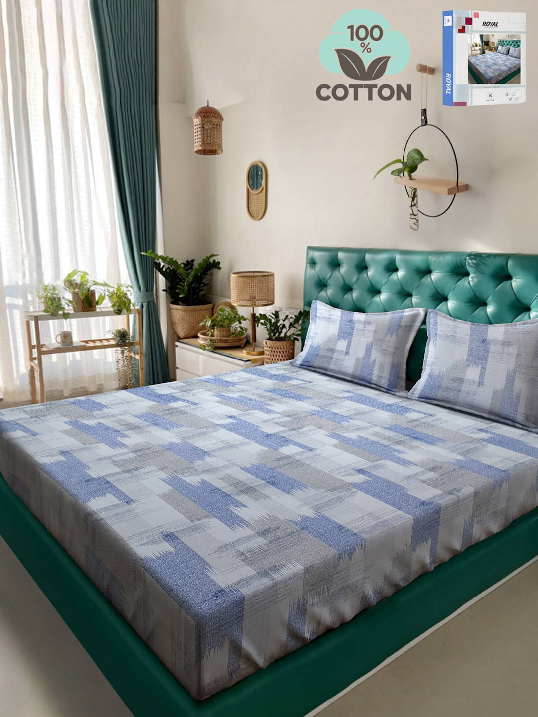 Klotthe Cotton 1 Double Bedsheet with 2 Pillow Covers ( Blue ) Klotthe Cotton 1 Double Bedsheet with 2 Pillow Covers ( Blue )